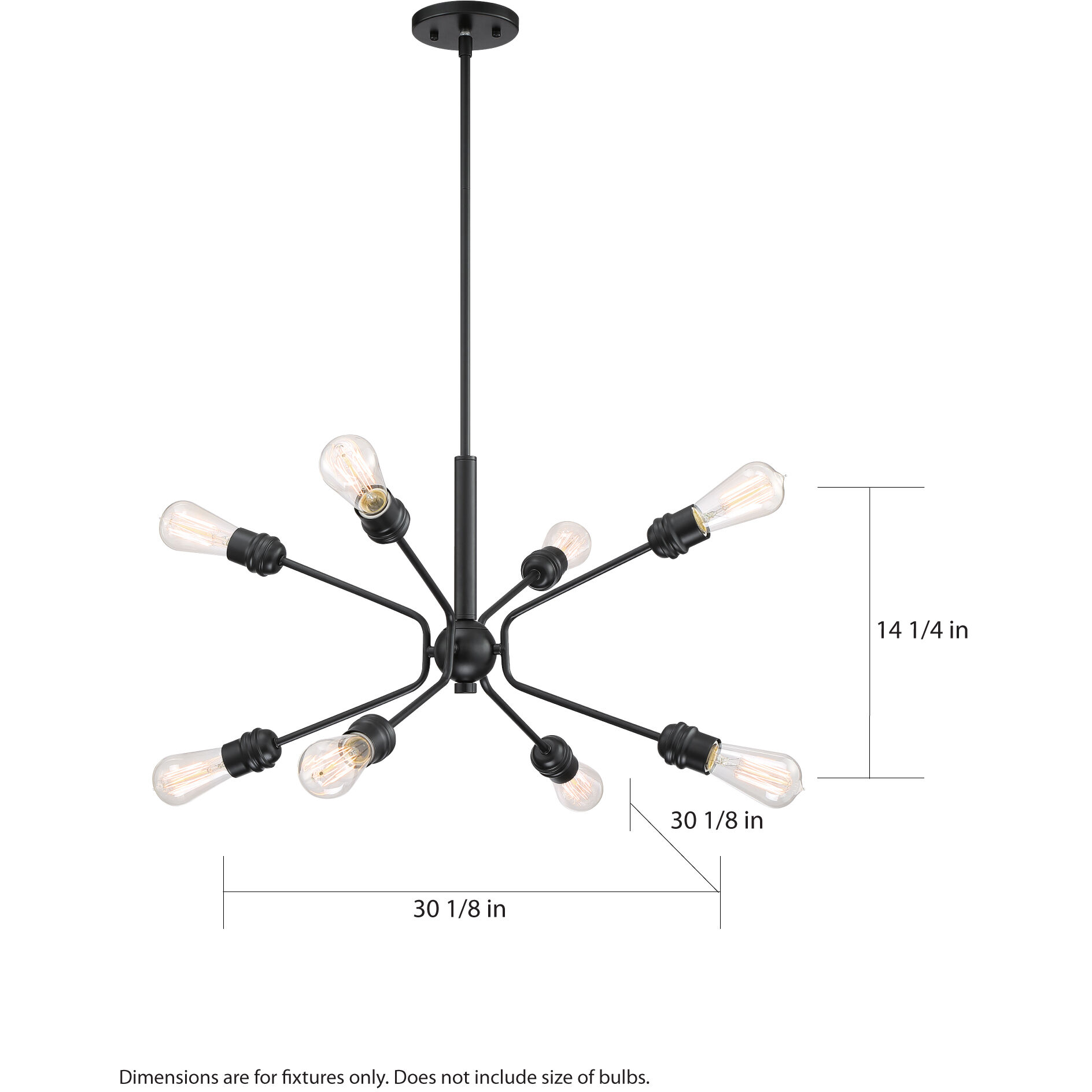 Faraday 8 Light 30.13 inch Black Pendant Ceiling Light