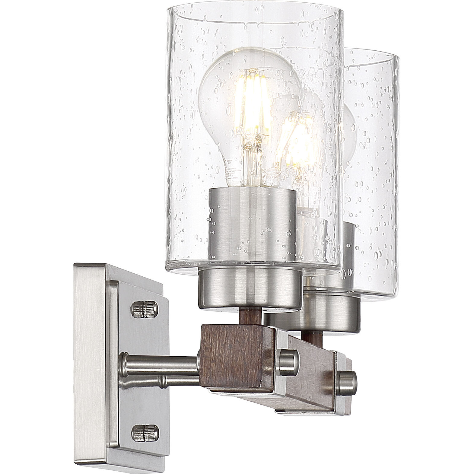 Arabel 2 Light 11.5 inch Brushed Nickel and Nutmeg Wood Vanity Light Wall Light