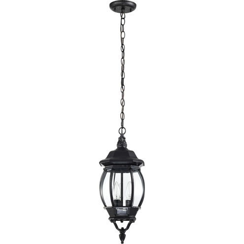 Central Park 3 Light 7 inch Textured Black Outdoor Hanging Lantern