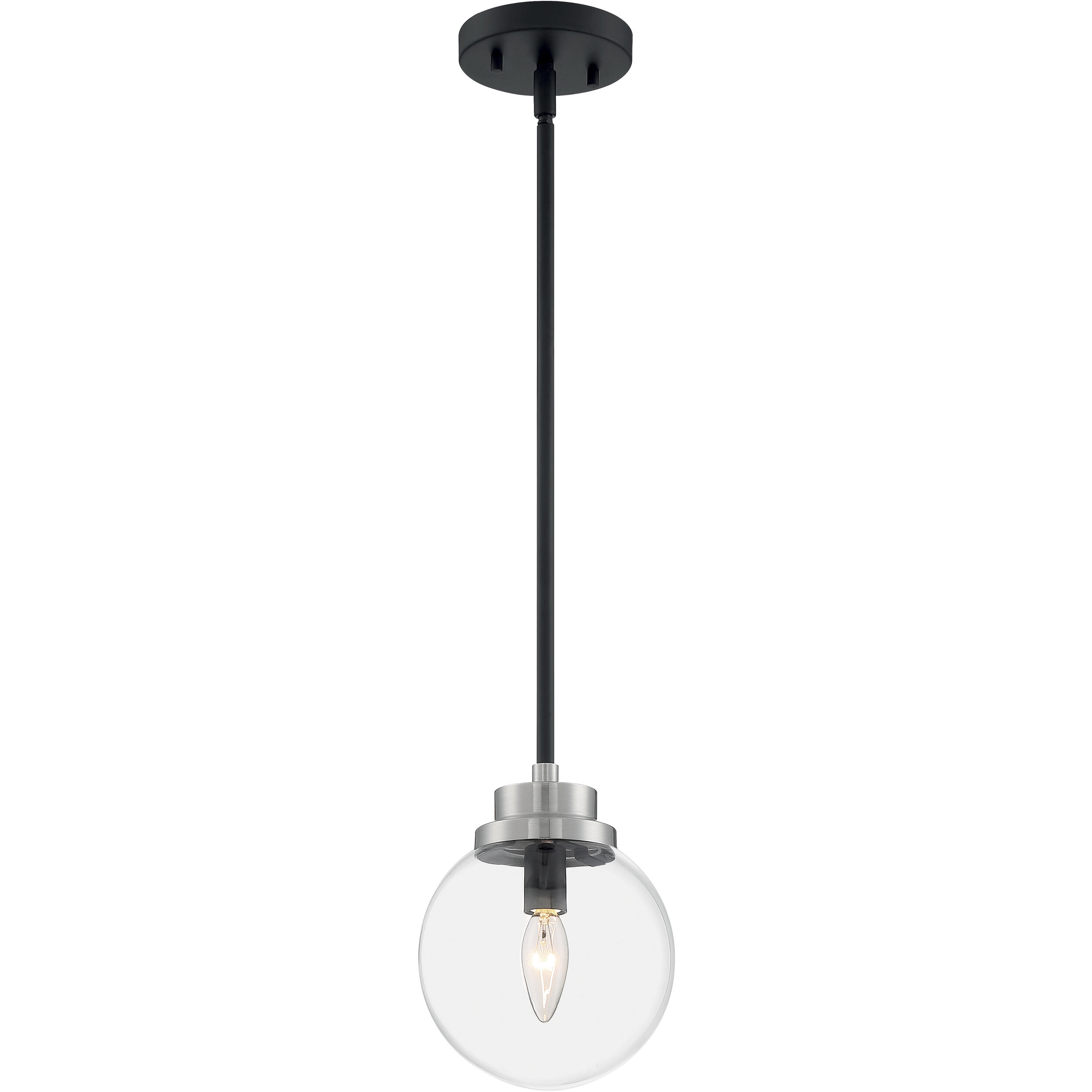 Axis 1 Light 7.75 inch Matte Black and Brushed Nickel Accents Pendant Ceiling Light
