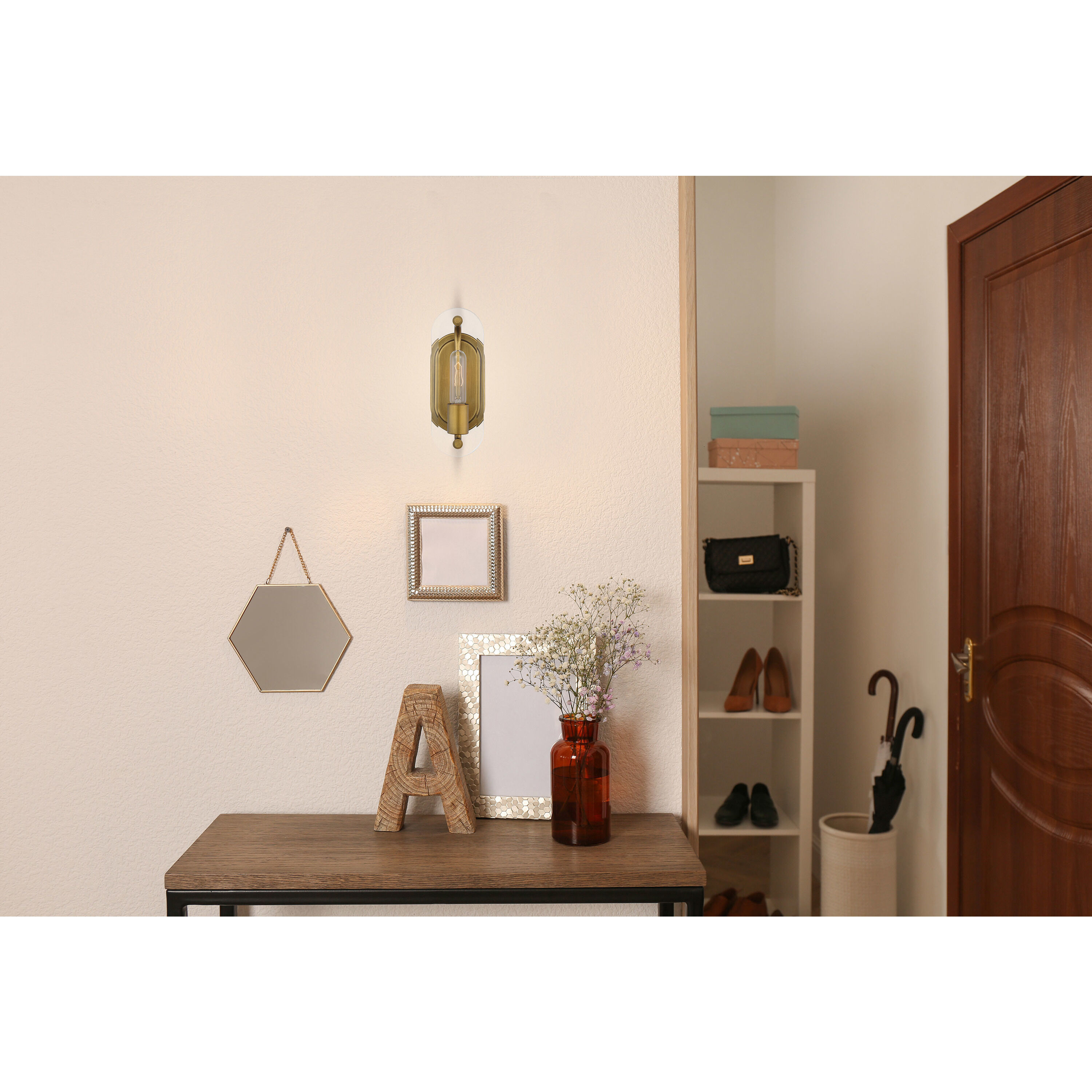 Teton 1 Light 4.38 inch Natural Brass Bathroom Vanity Light Wall Light