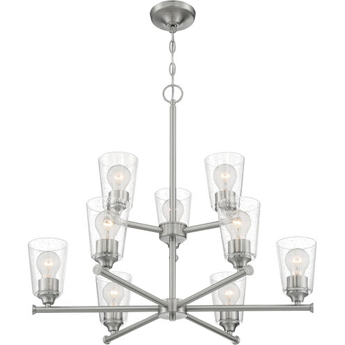 Bransel 9 Light 28 inch Brushed Nickel Chandelier Ceiling Light