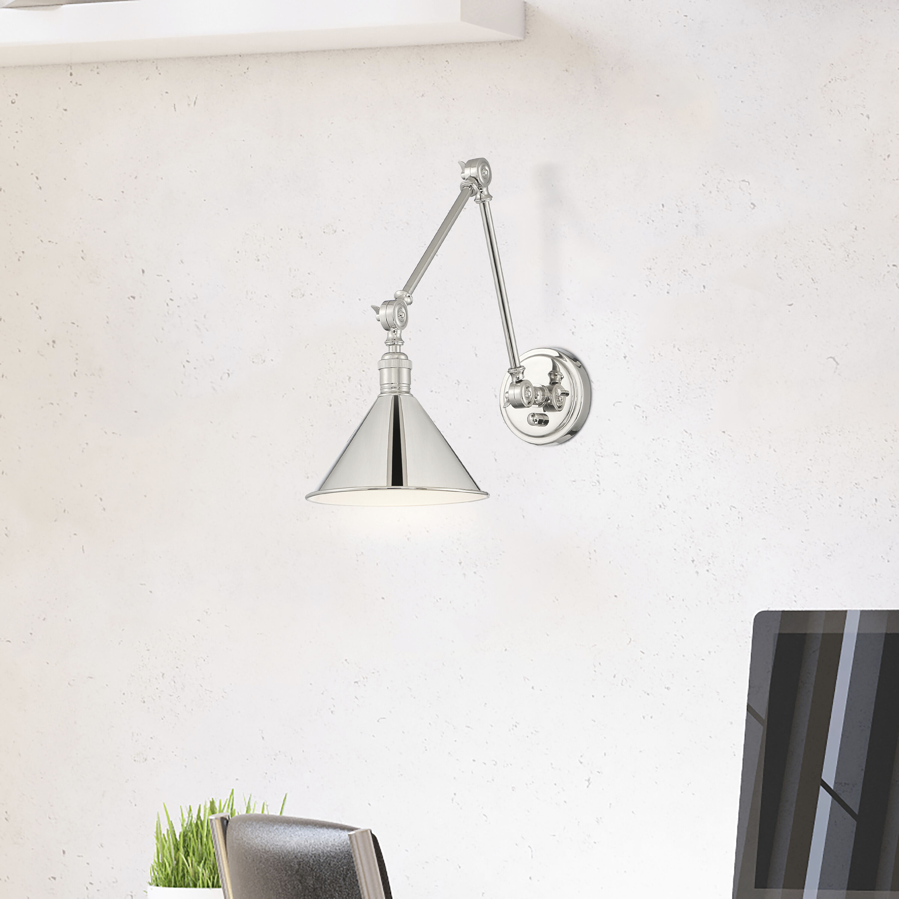 Polished nickel swing arm sconce cheap