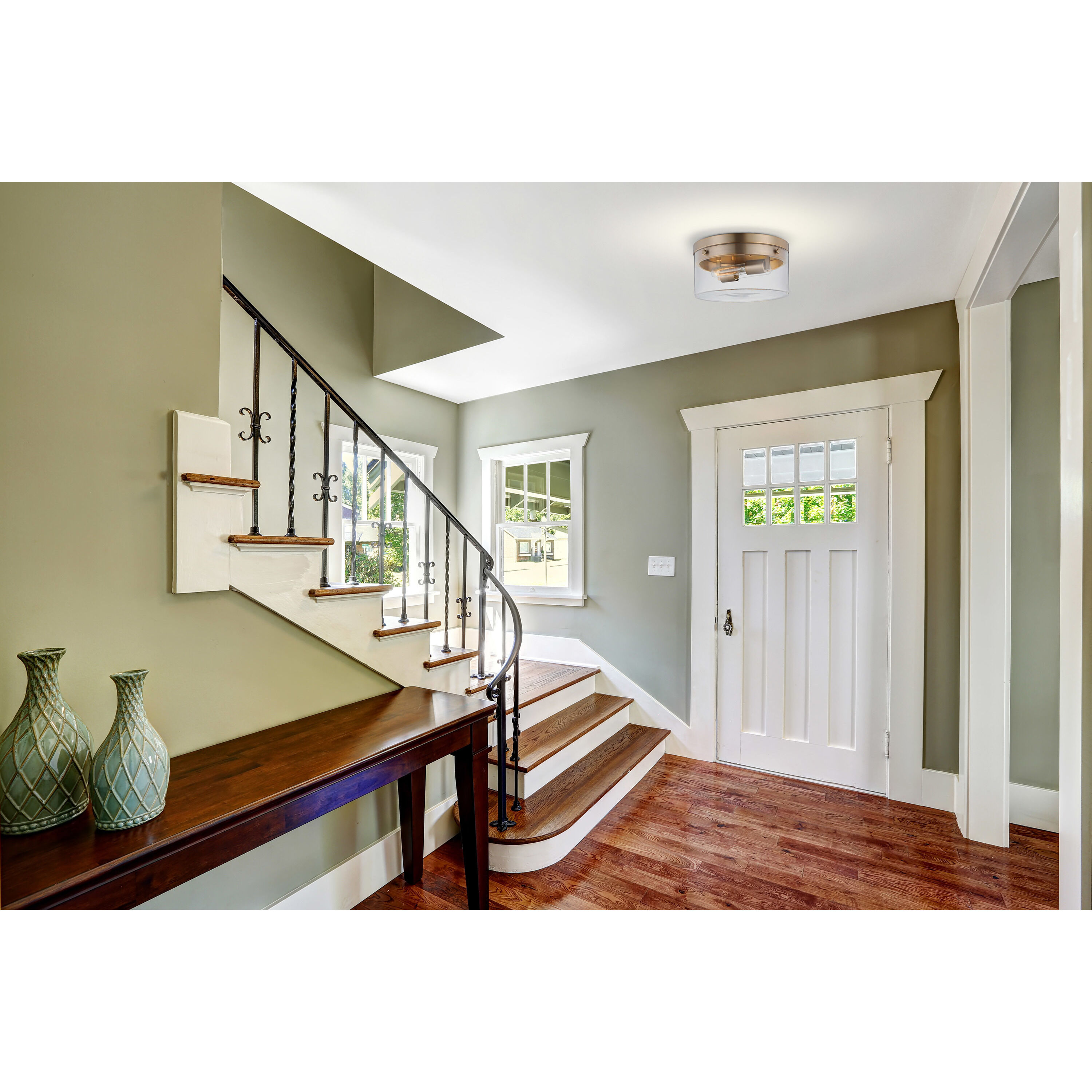 Intersection 2 Light 14 inch Burnished Brass Flush Ceiling Light