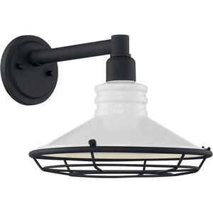 Blue Harbor 1 Light 10 inch Gloss White and Textured Black Outdoor Wall Fixture