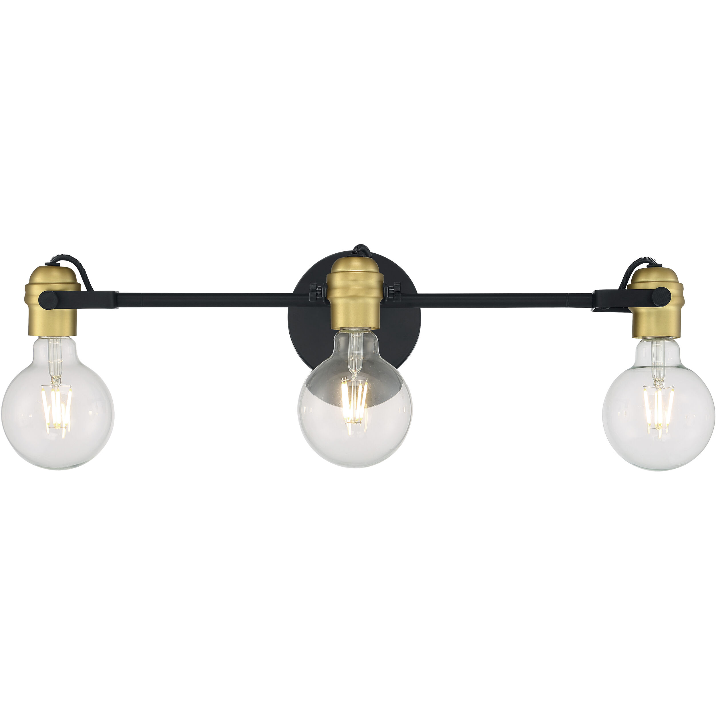 Mantra 3 Light 22.5 inch Black and Brushed Brass Vanity Light Wall Light