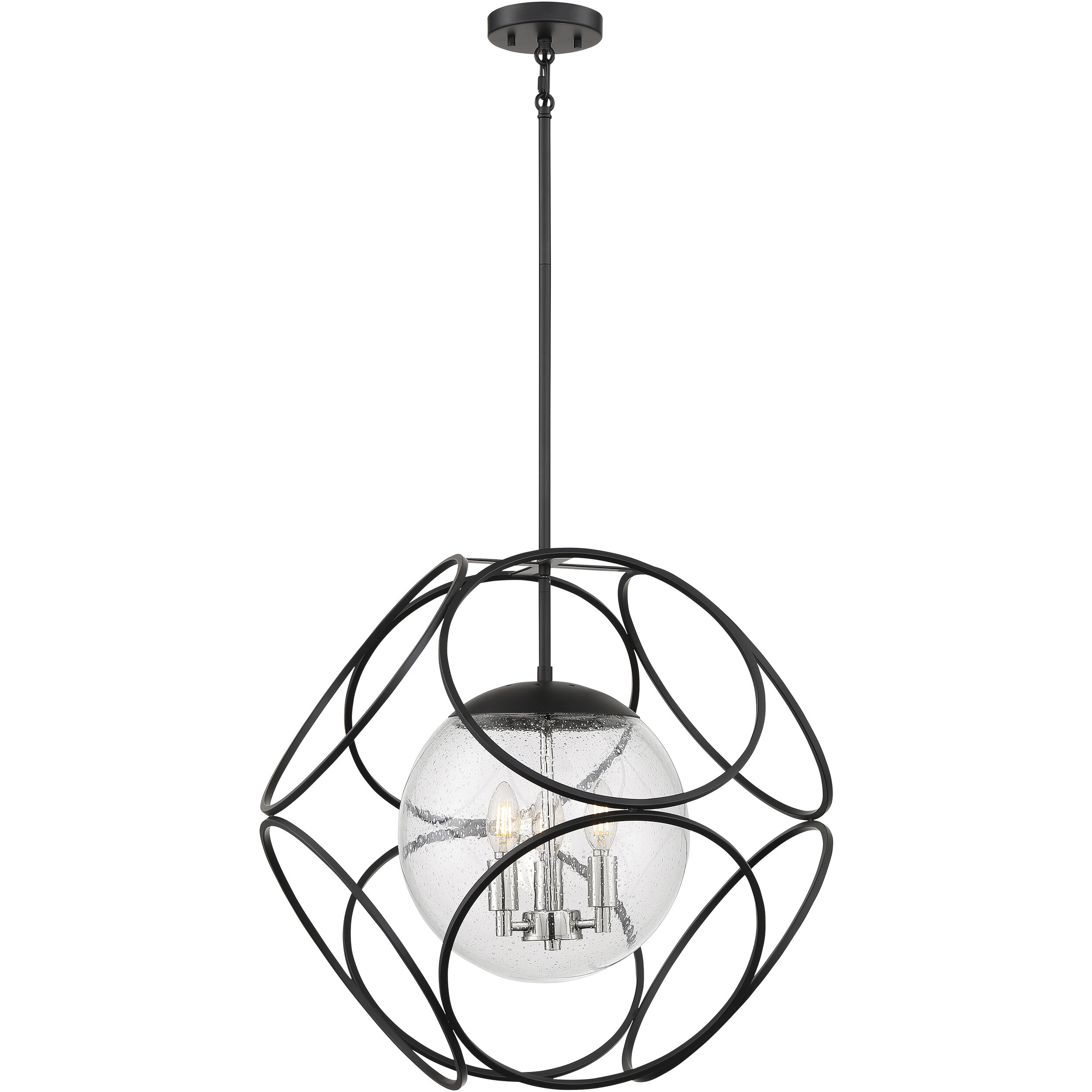 Aurora 3 Light 22 inch Black and Polished Nickel Pendant Ceiling Light