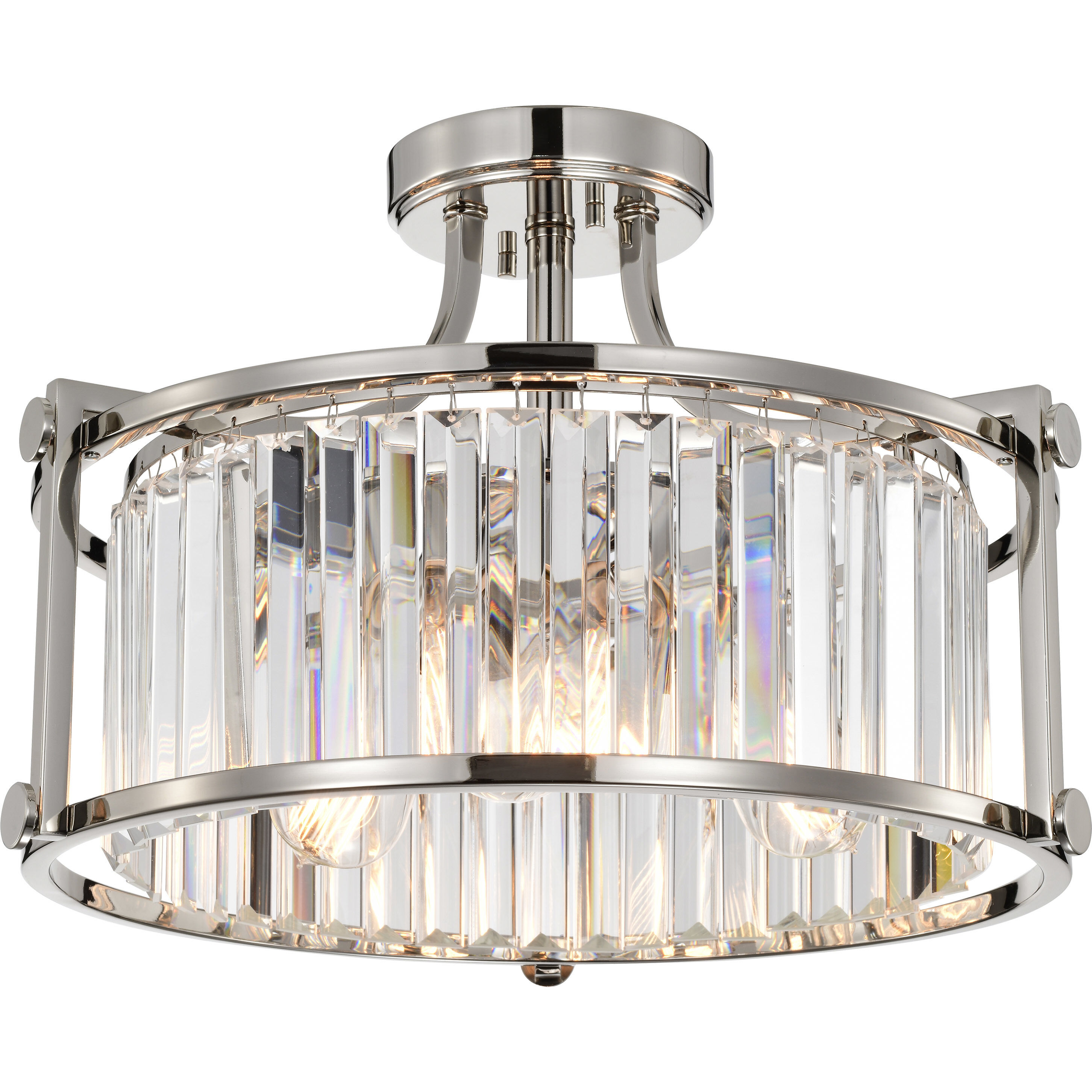 Krys 3 Light 17.75 inch Polished Nickel Semi Flush Mount Ceiling Light