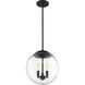 Ariel 3 Light 13 inch Matte Black and Clear Seeded Pendant Ceiling Light