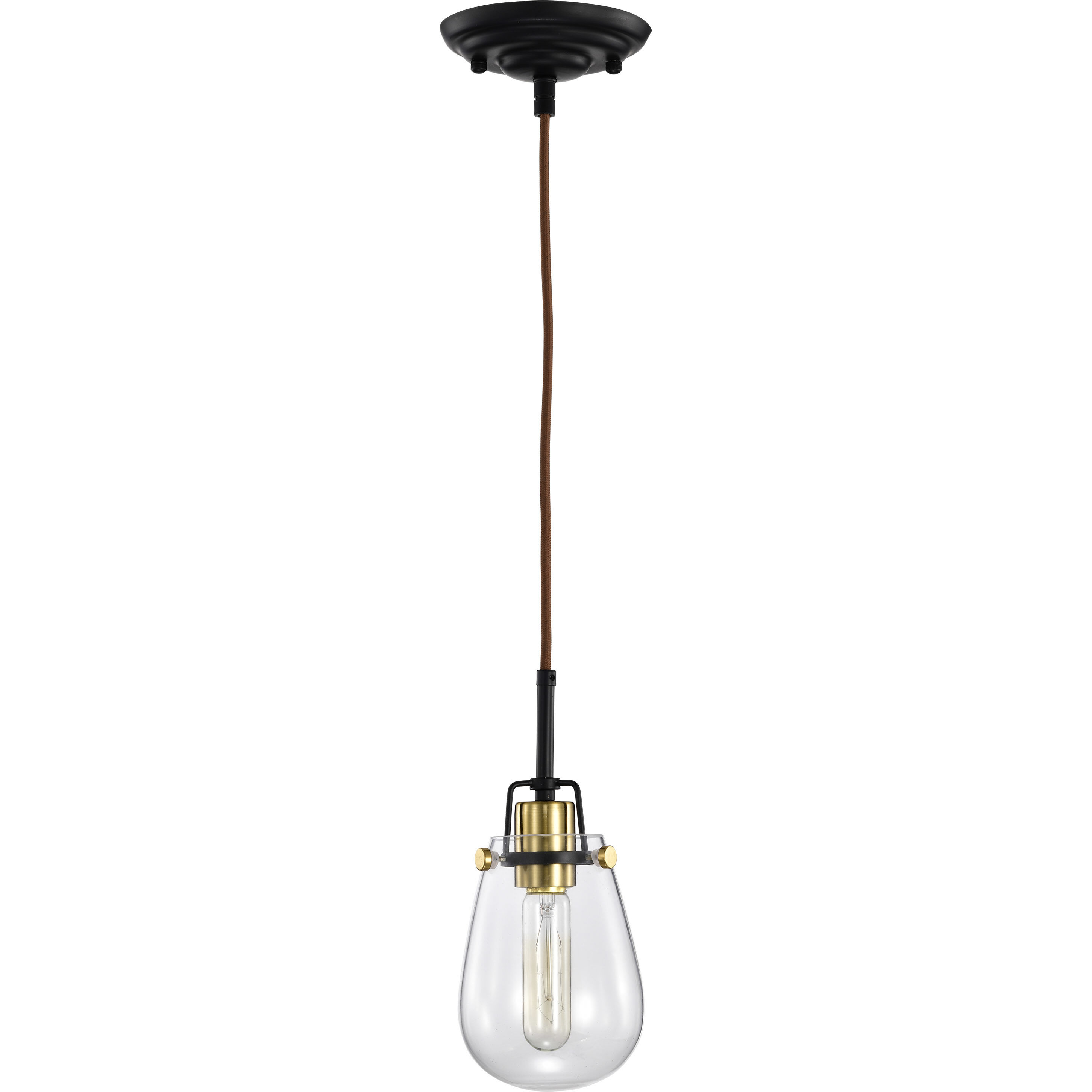 Toleo 1 Light 4.75 inch Black and Vintage Brass Accents Mini Pendant Ceiling Light