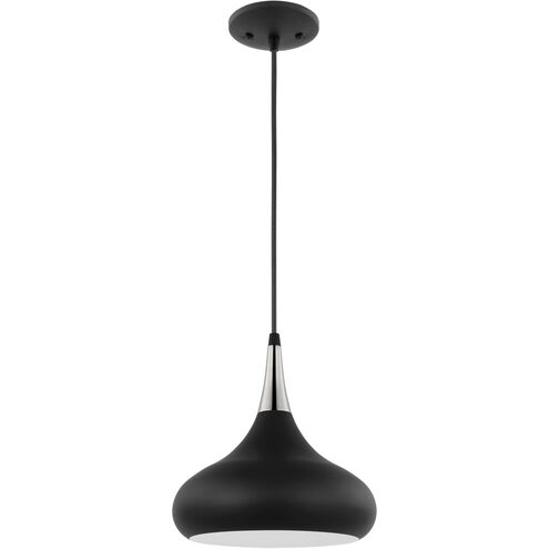 Phoenix 1 Light 10 inch Matte Black/Polished Nickel Pendant Ceiling Light