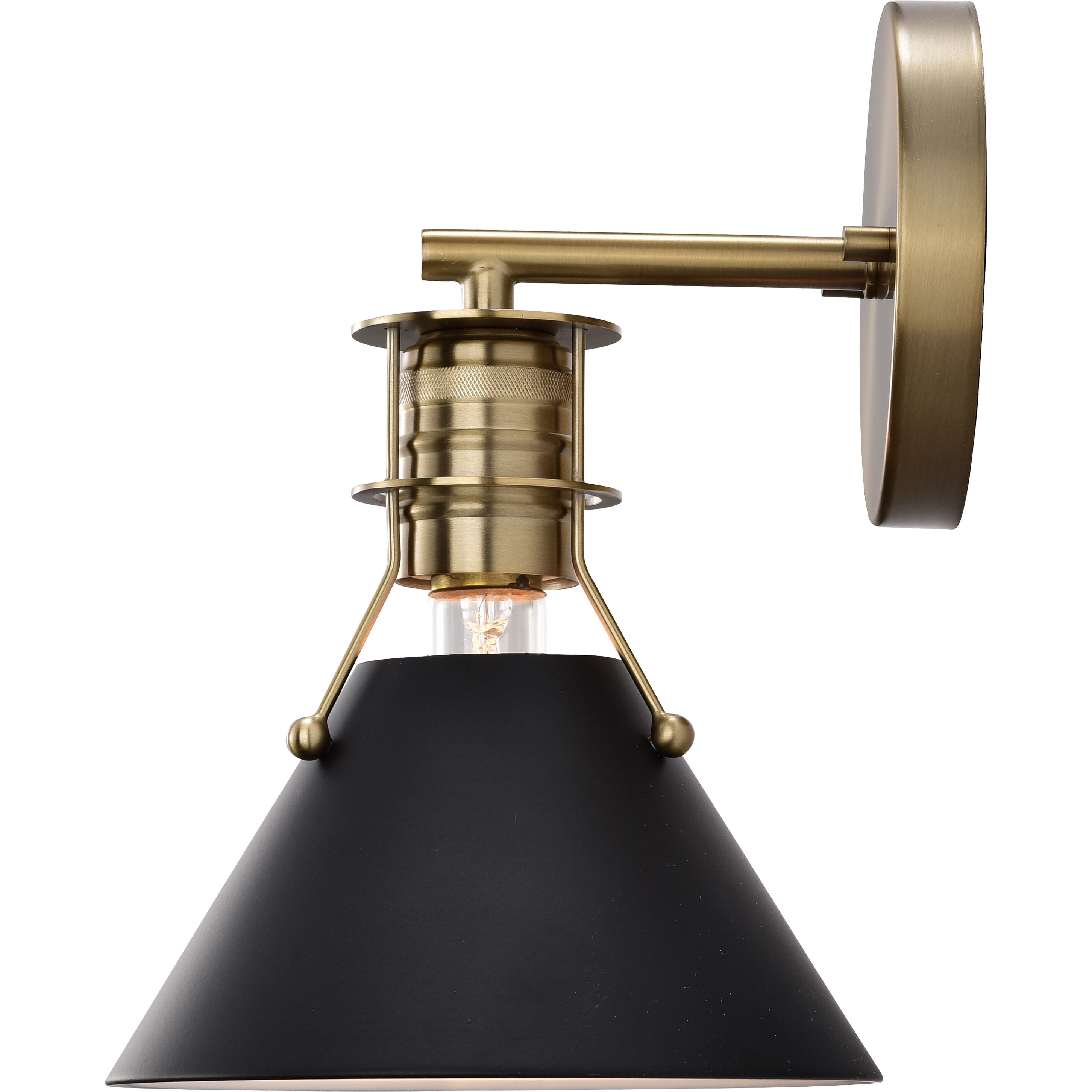 Outpost 1 Light 7 inch Matte Black/Burnished Brass Bathroom Vanity Lights Wall Light