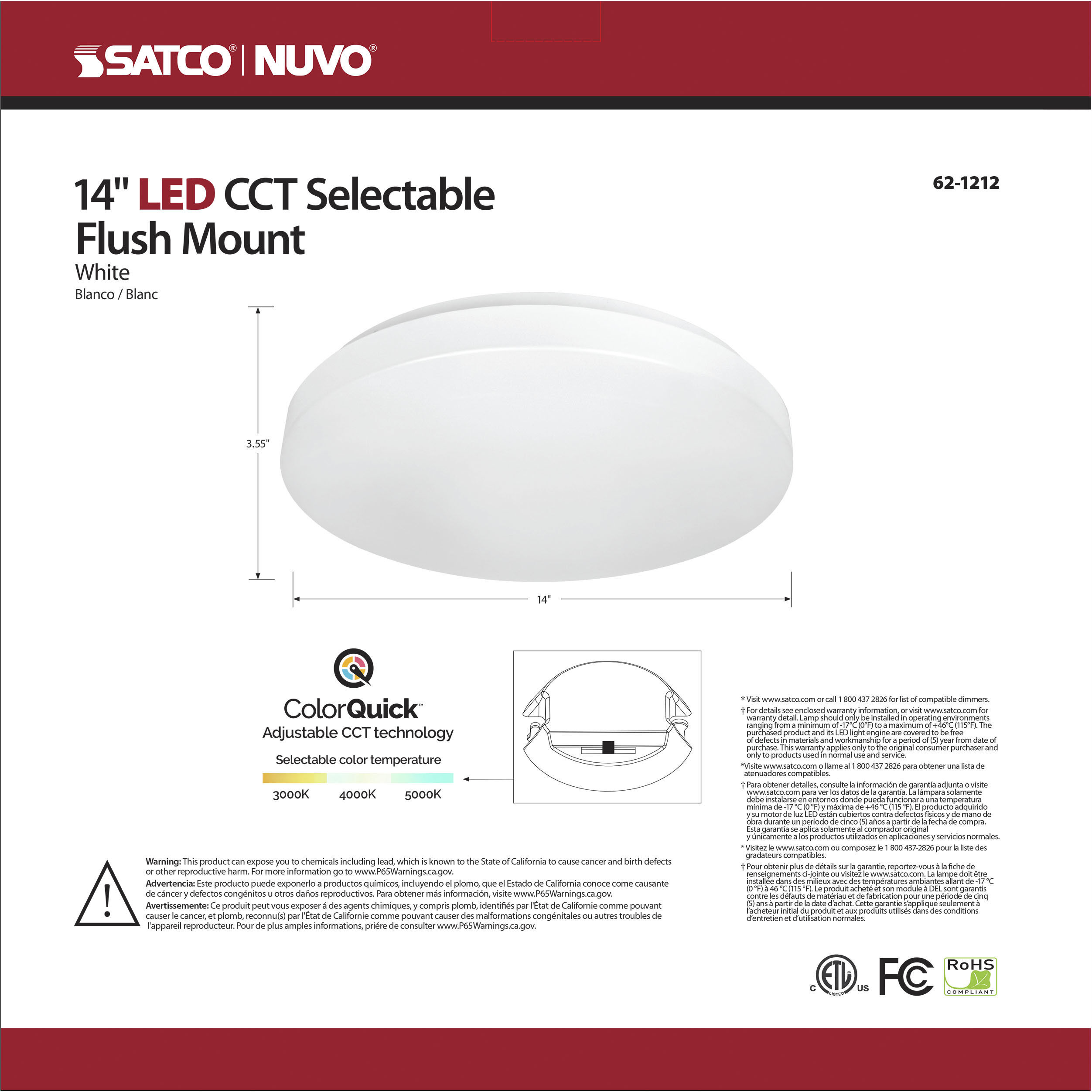 Cloud LED 14 inch White Flush Mount Ceiling Light