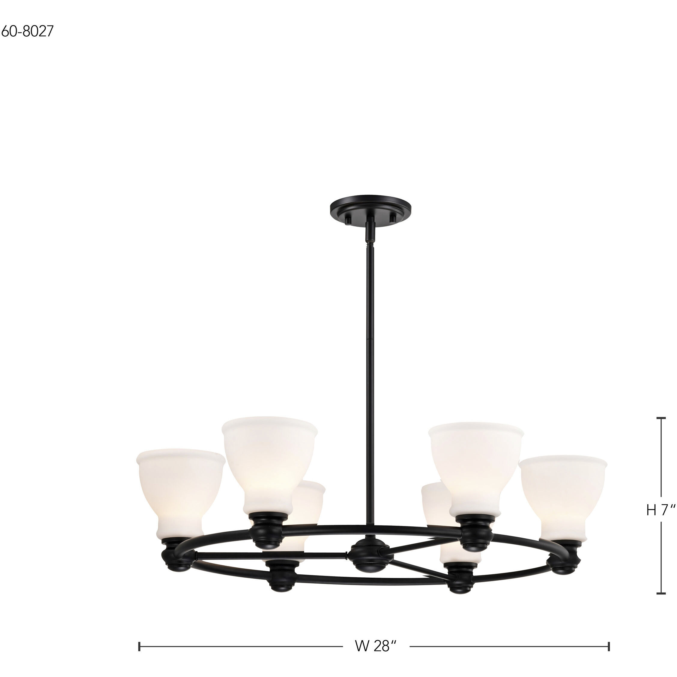 Russel 6 Light 28 inch Matte Black Chandelier Ceiling Light