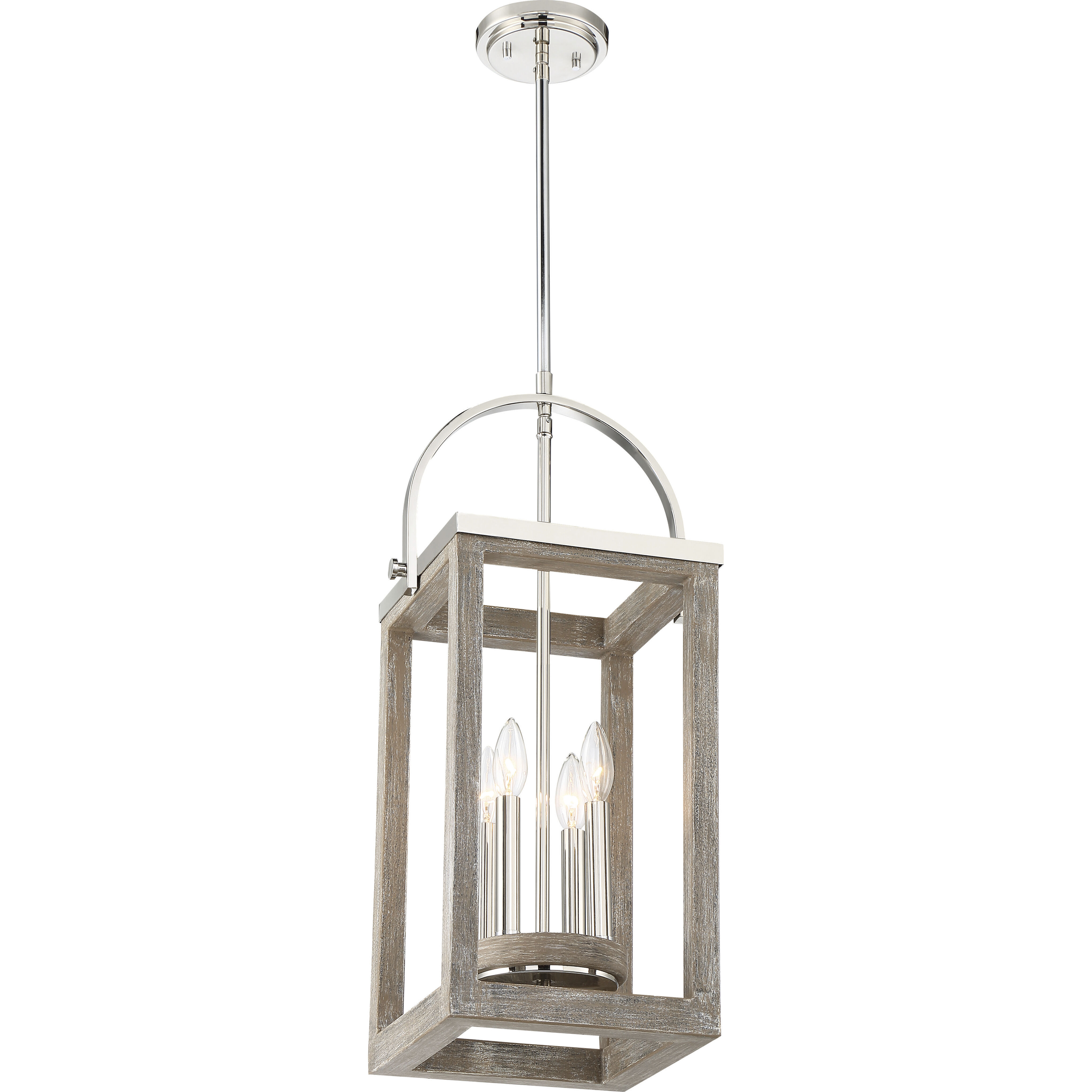 Bliss 4 Light 13.75 inch Driftwood and Polished Nickel Accents Pendant Ceiling Light
