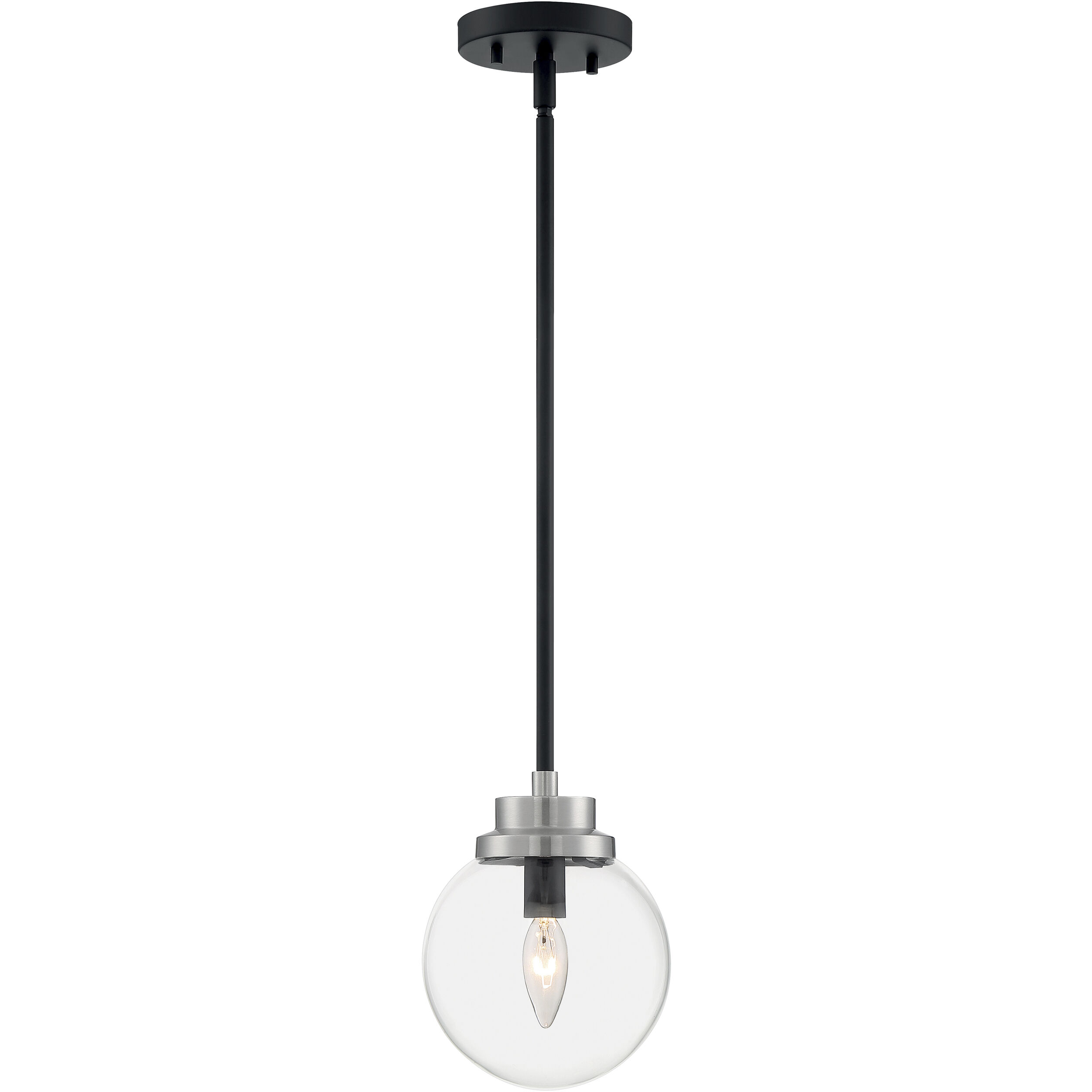 Axis 1 Light 7.75 inch Matte Black and Brushed Nickel Accents Pendant Ceiling Light