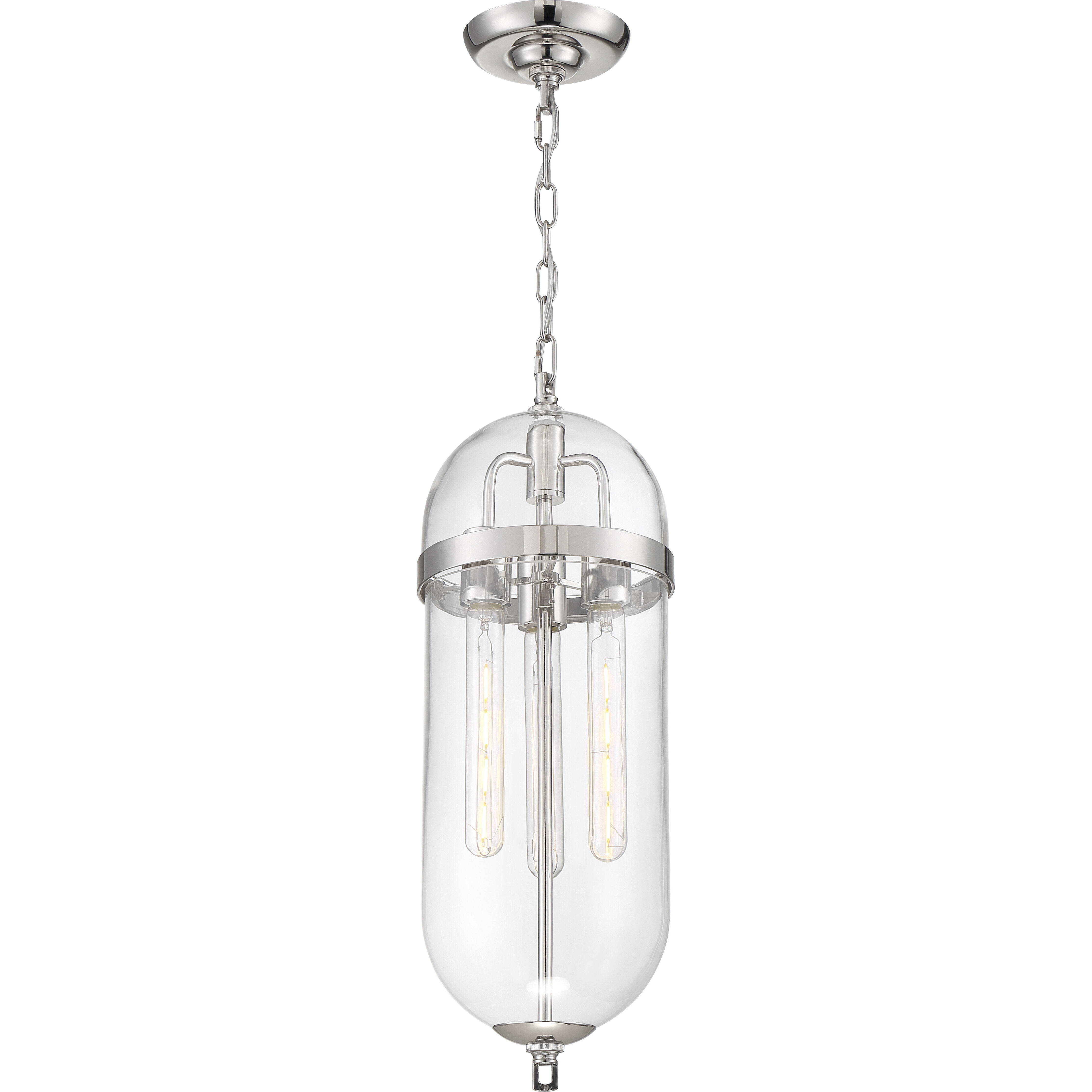 Fathom 3 Light 8 inch Polished Nickel and Clear Pendant Ceiling Light