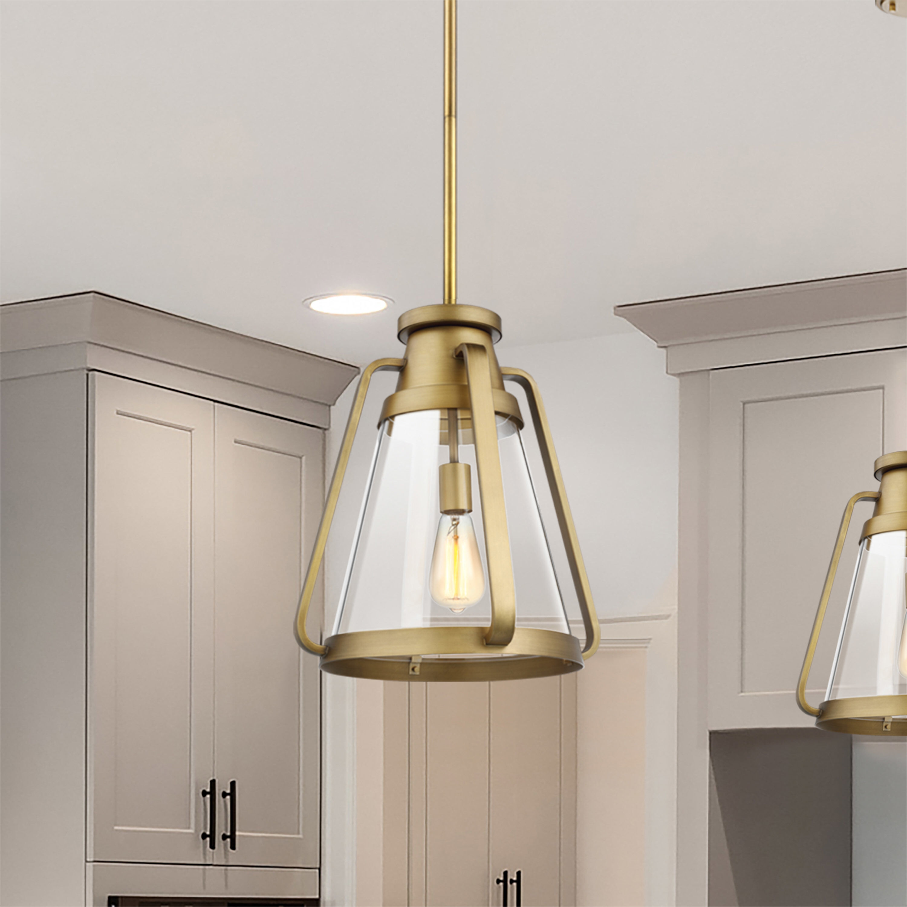 Everett 1 Light 14 inch Natural Brass Pendant Ceiling Light