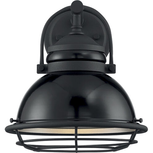 Upton 1 Light 11 inch Gloss Black and Silver Outdoor Wall Fixture
