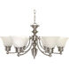 Empire 6 Light 26 inch Brushed Nickel Chandelier Ceiling Light