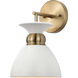 Perkins 1 Light 7 inch Matte White/Burnished Brass Bathroom Vanity Lights Wall Light