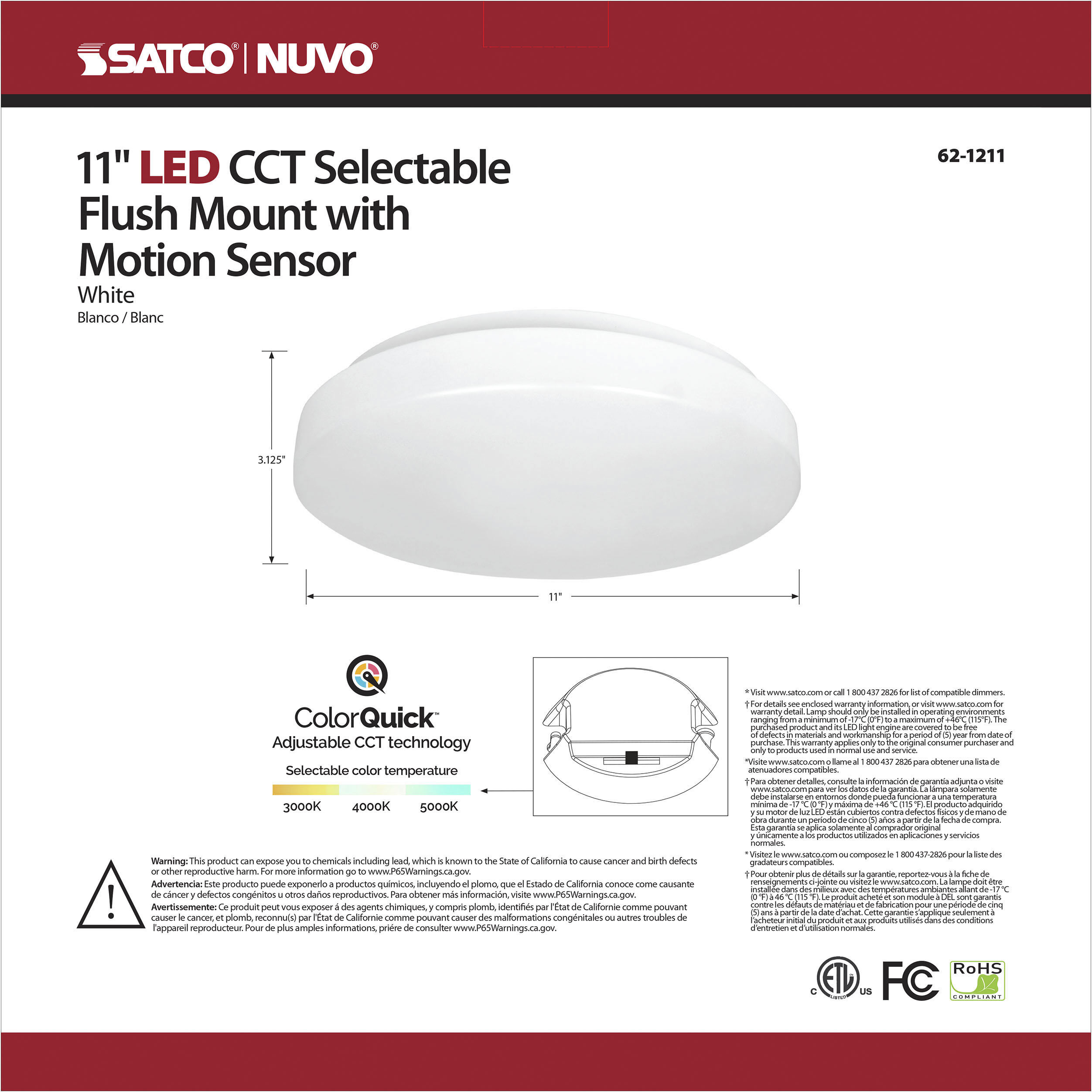 Cloud LED 11.54 inch White Flush Mount Ceiling Light