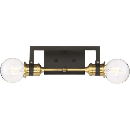 Intention 2 Light 12 inch Warm Brass and Black Vanity Light Wall Light