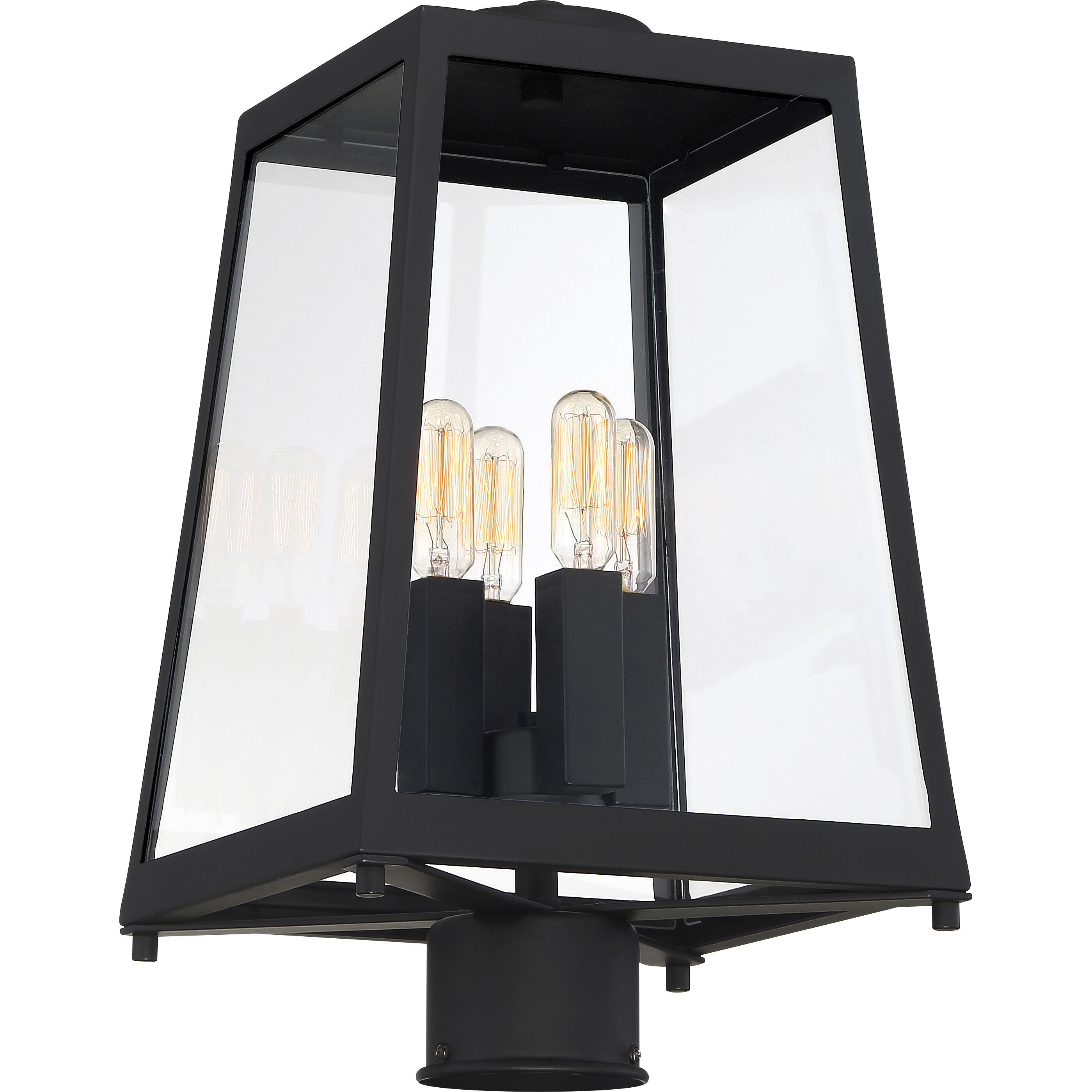 Halifax 4 Light 16 inch Matte Black and Glass Outdoor Post Lantern