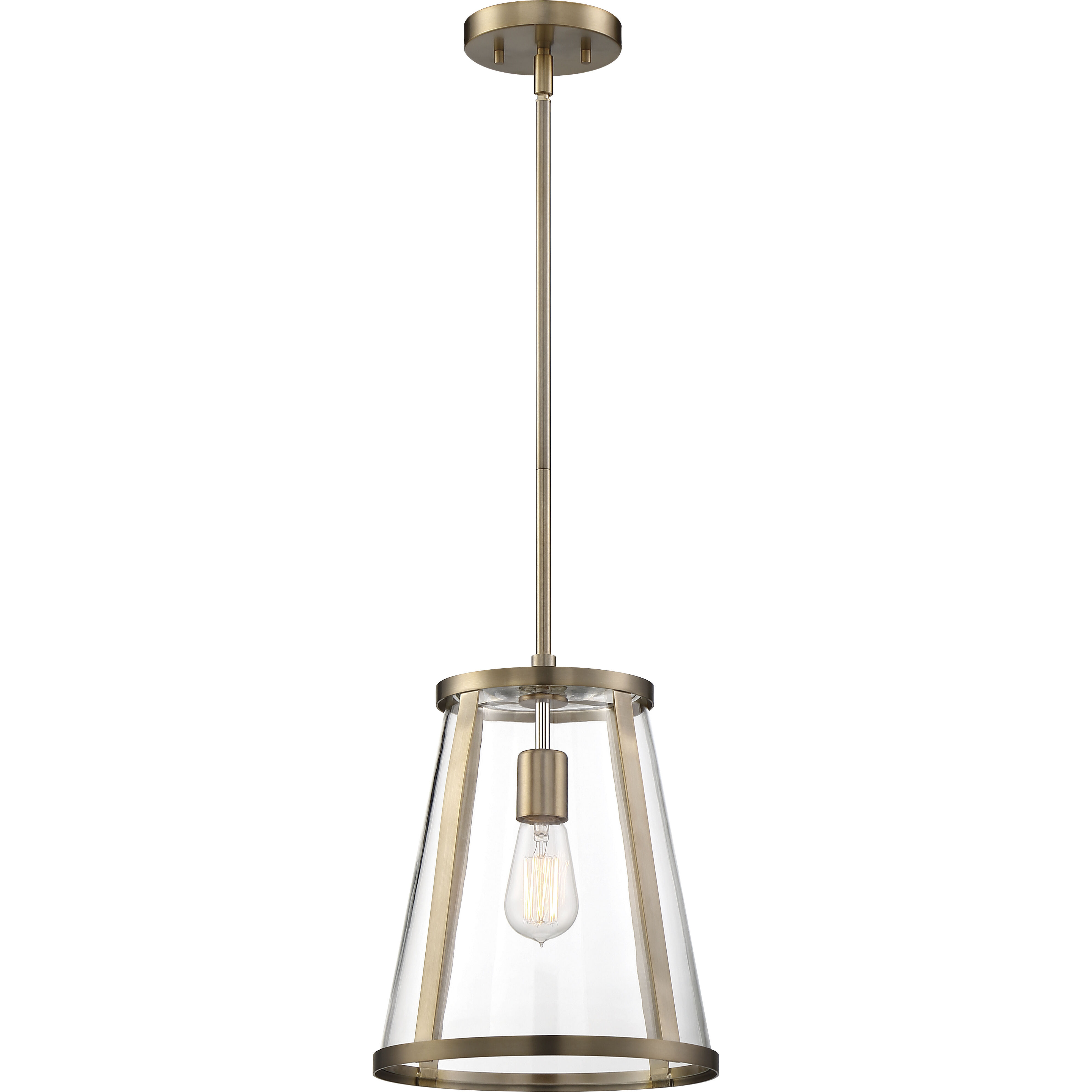 Bruge 1 Light 11 inch Burnished Brass and Clear Pendant Ceiling Light