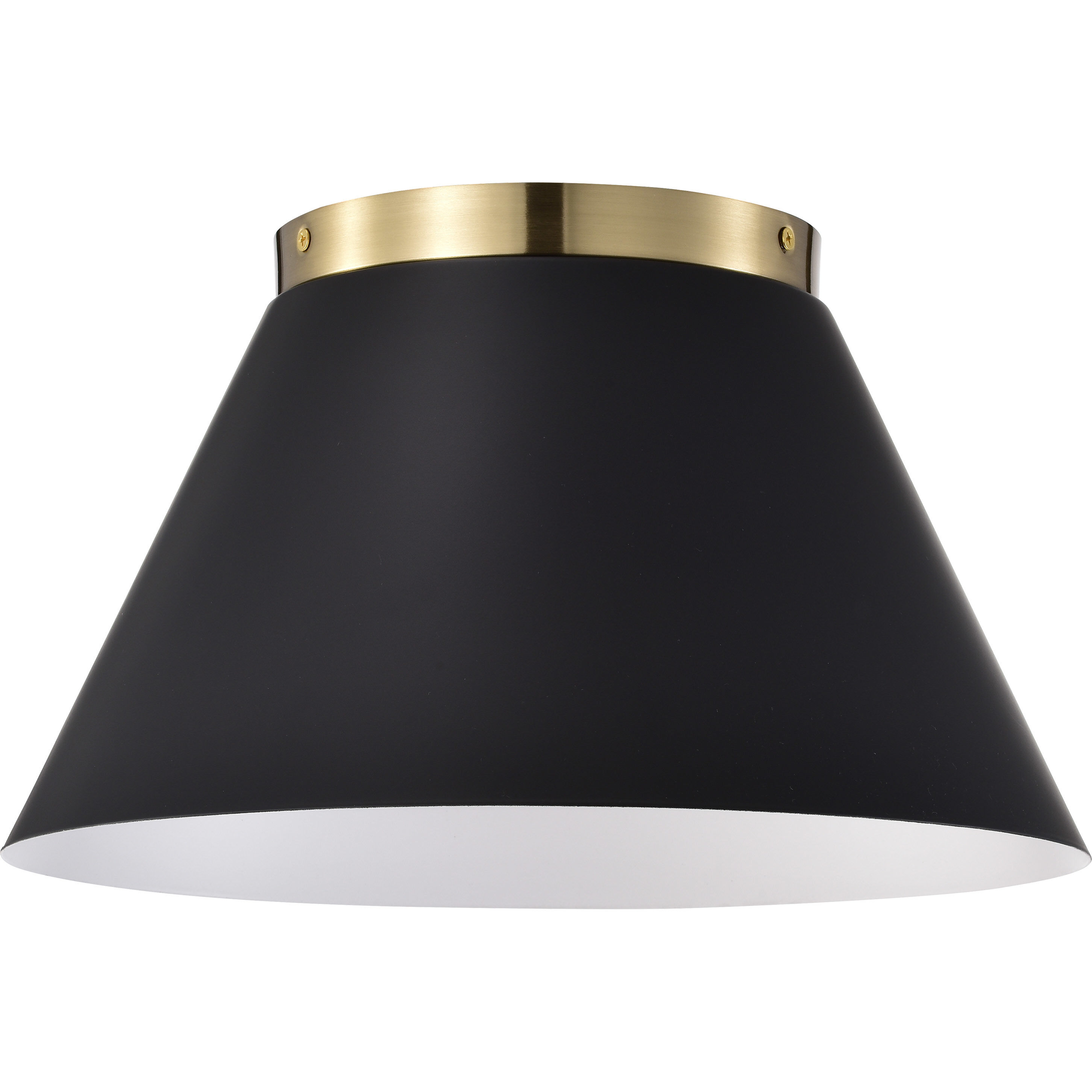 Dover 2 Light 14 inch Black/Vintage Brass Flush Ceiling Light