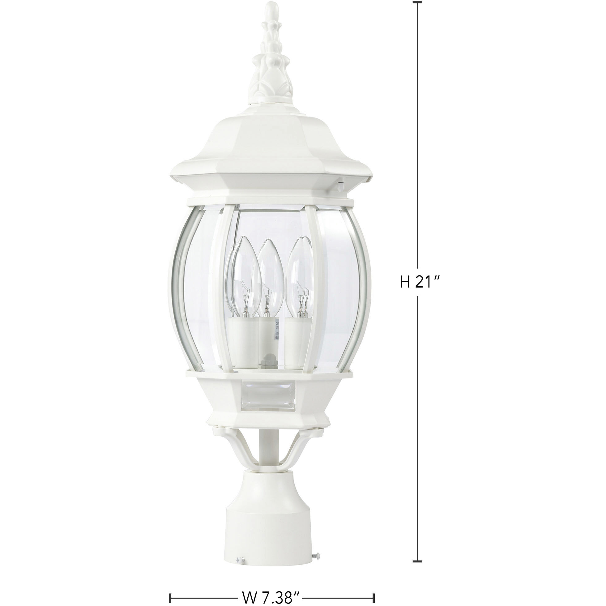 Central Park 3 Light 21 inch White Outdoor Post Lantern