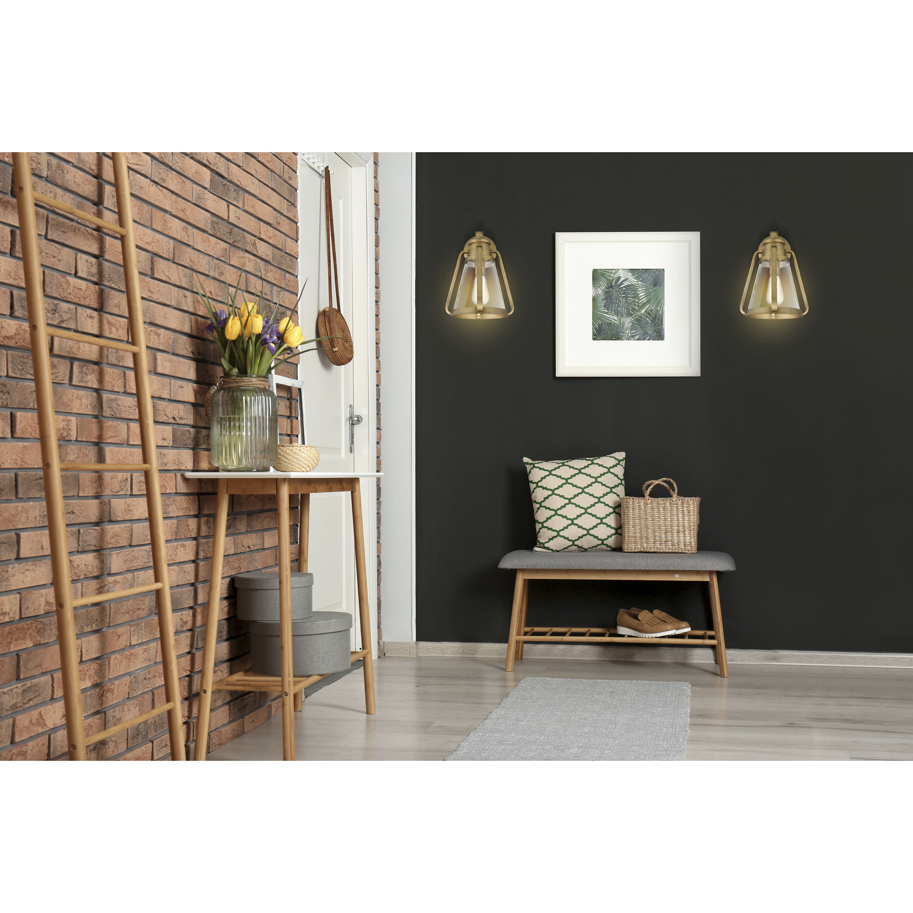 Everett 1 Light 10 inch Natural Brass Bathroom Vanity Lights Wall Light