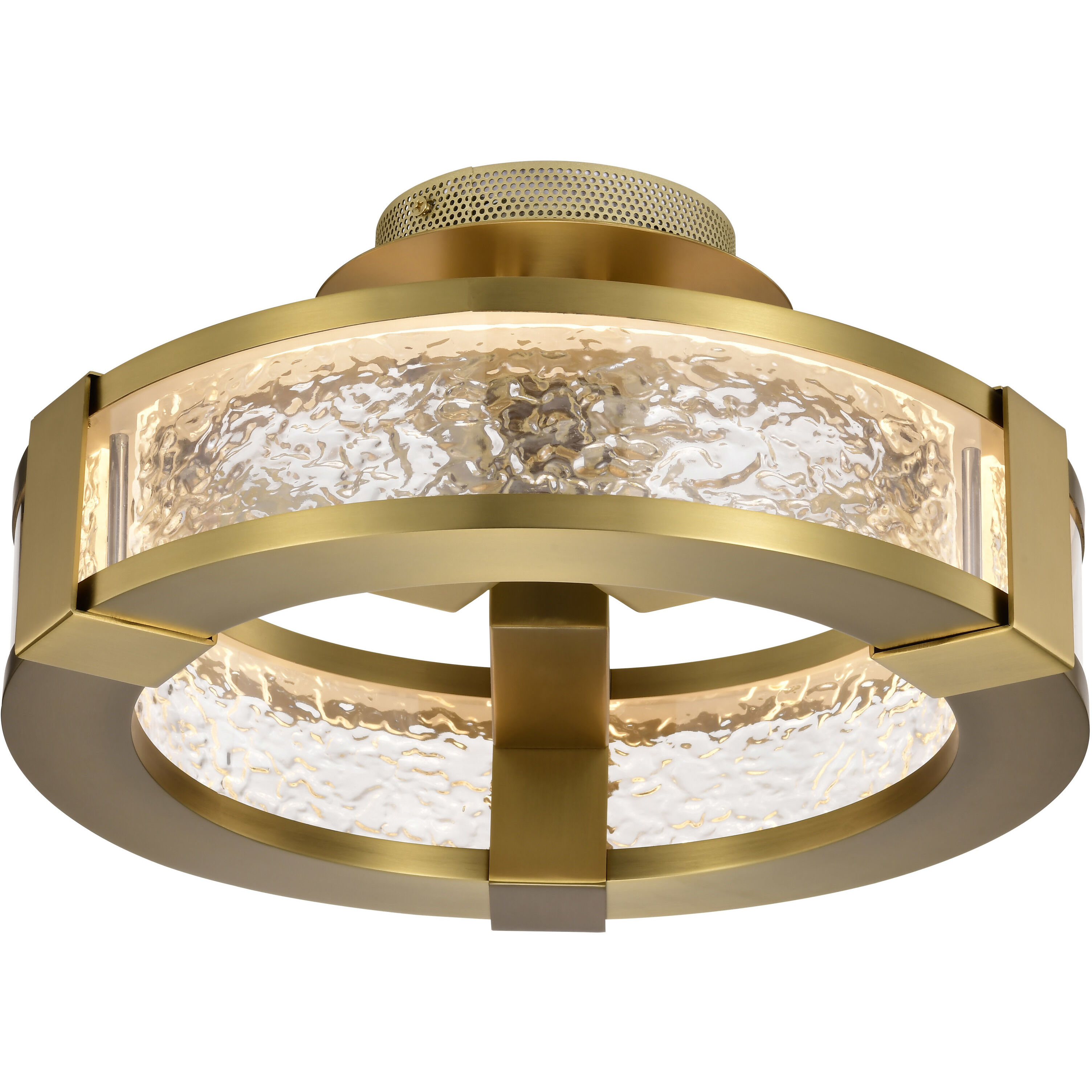 Darrow LED 13.75 inch Vintage Brass Semi Flush Mount Ceiling Light