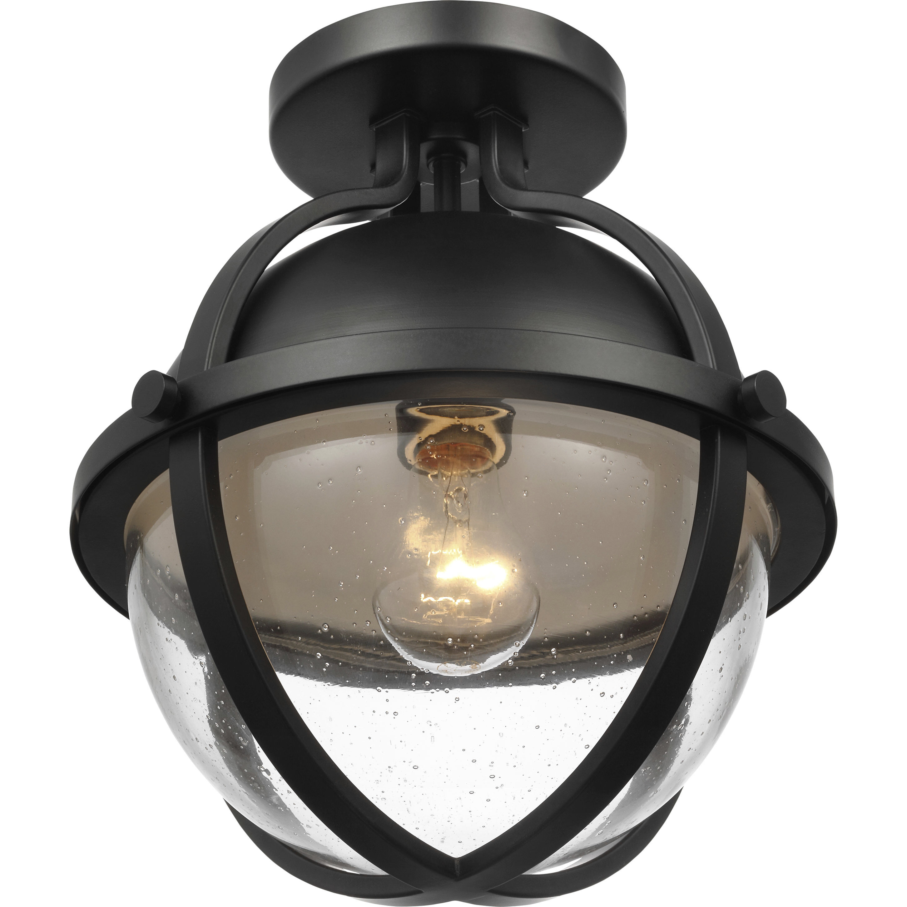Lincoln 1 Light 11 inch Matte Black Semi Flush Mount Ceiling Light