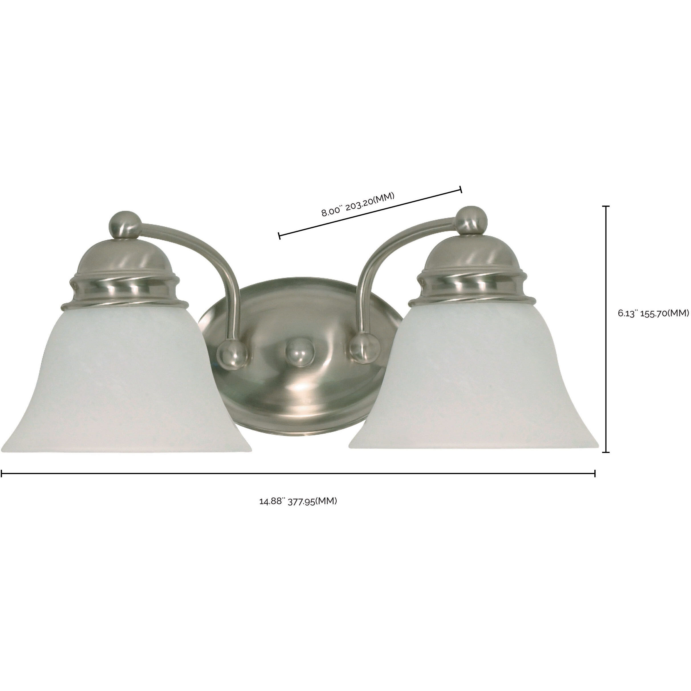 Empire 2 Light 15 inch Brushed Nickel Vanity Light Wall Light