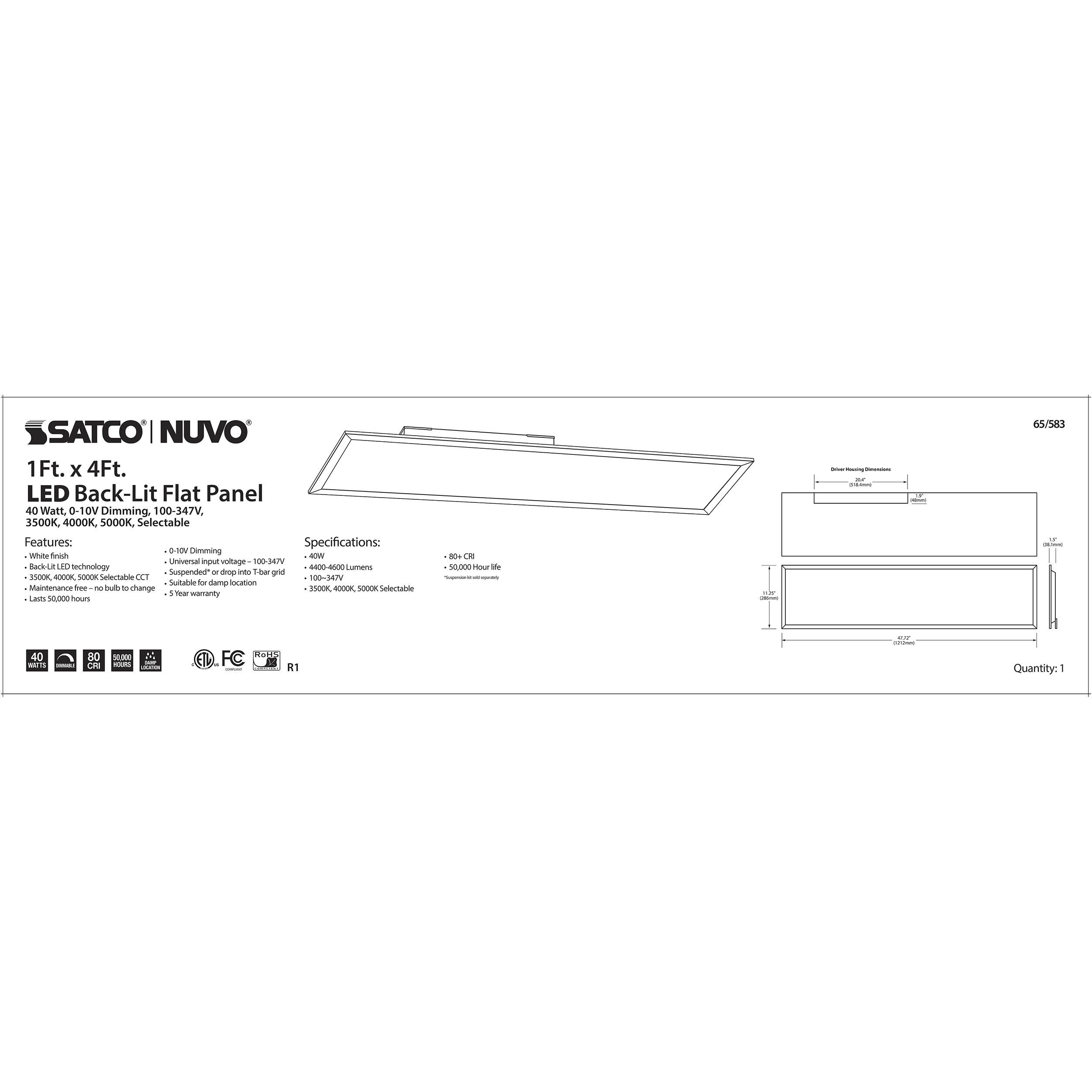 Nuvo lighting 2025 led flat panel