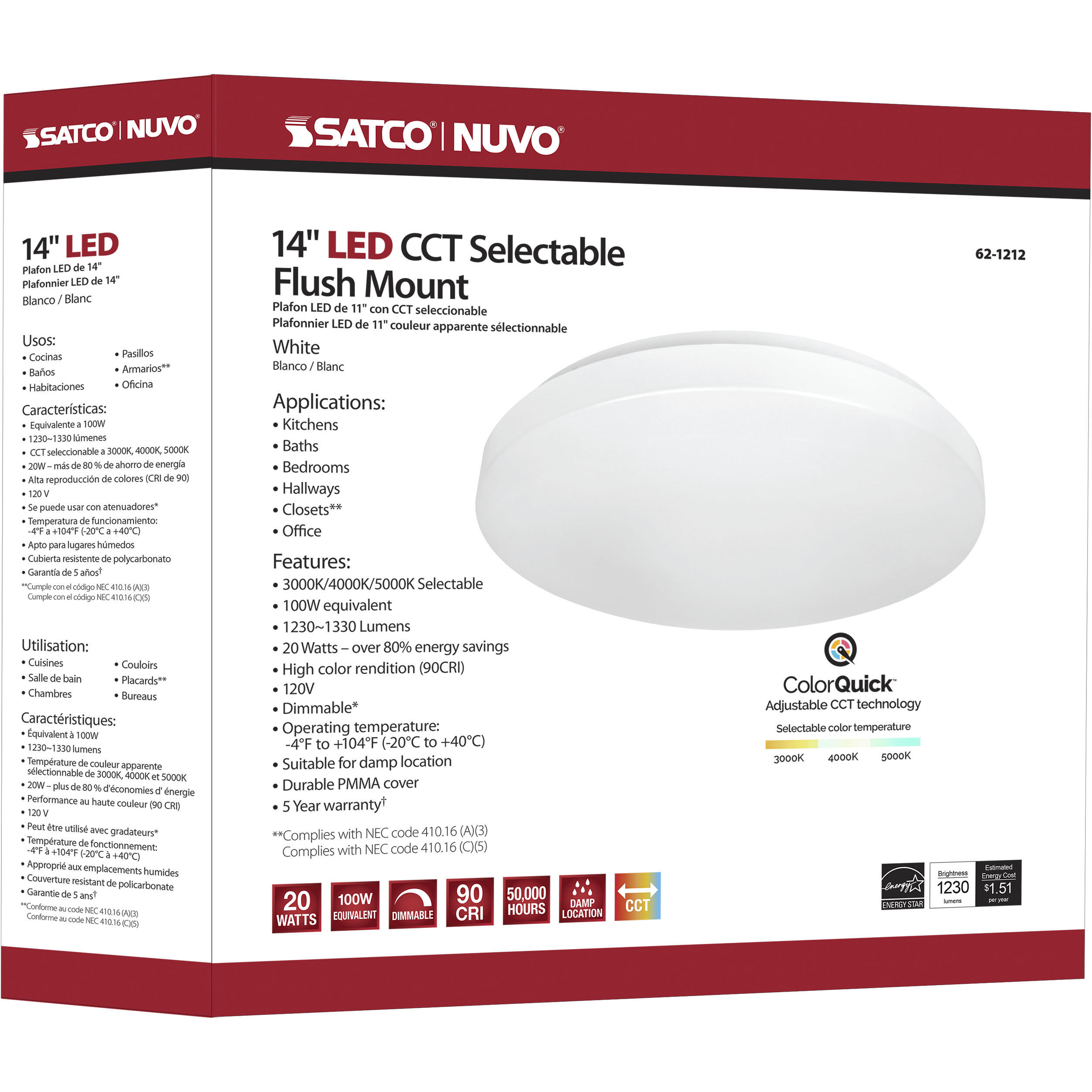 Cloud LED 14 inch White Flush Mount Ceiling Light