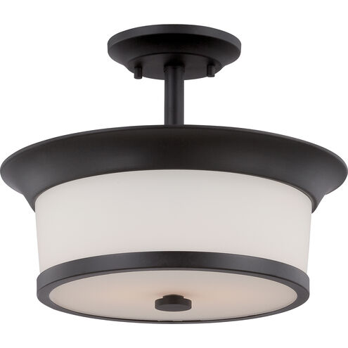 Mobili 2 Light 13 inch Aged Bronze and Satin White Semi Flush Mount Ceiling Light