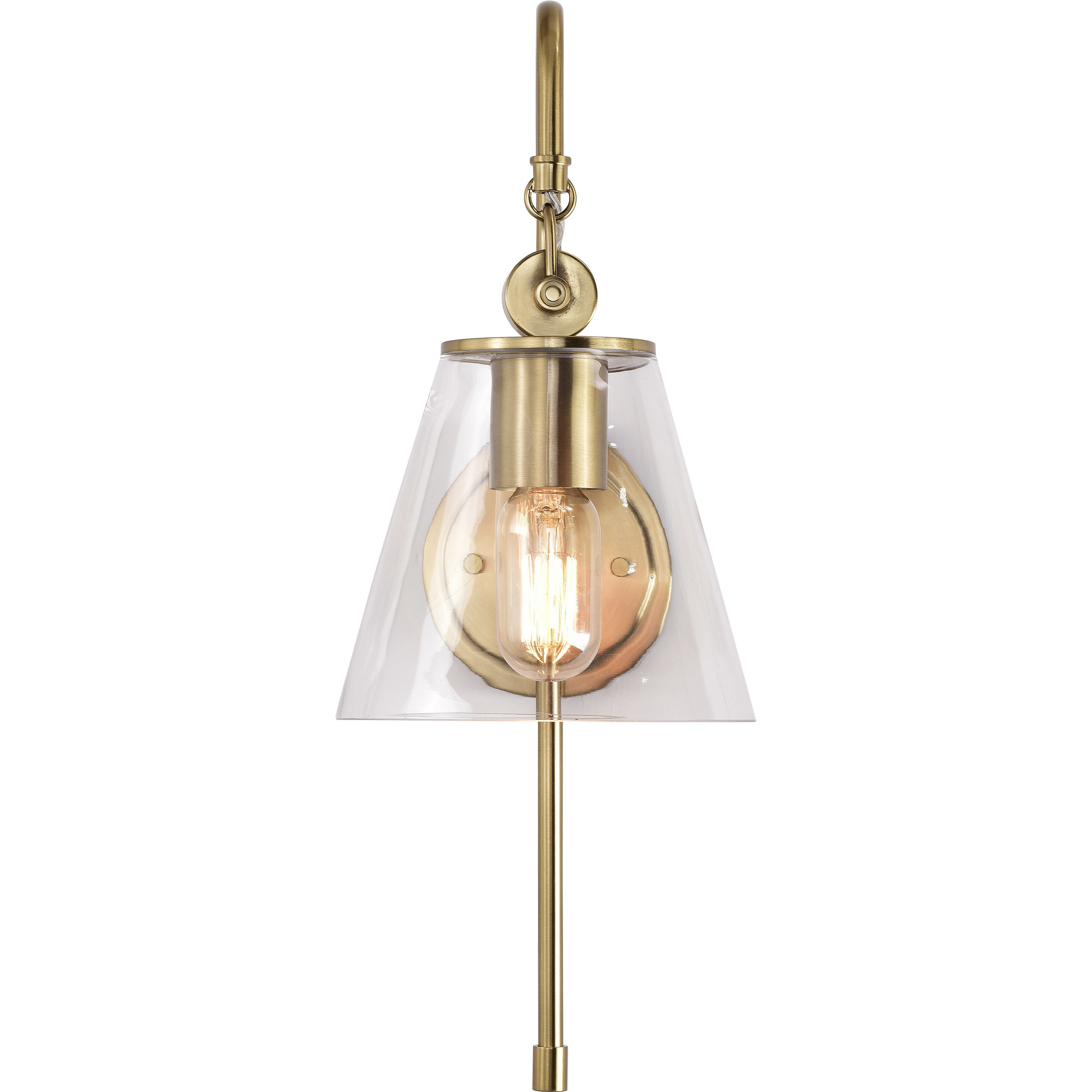 Dover 1 Light 7 inch Vintage Brass Bathroom Vanity Lights Wall Light