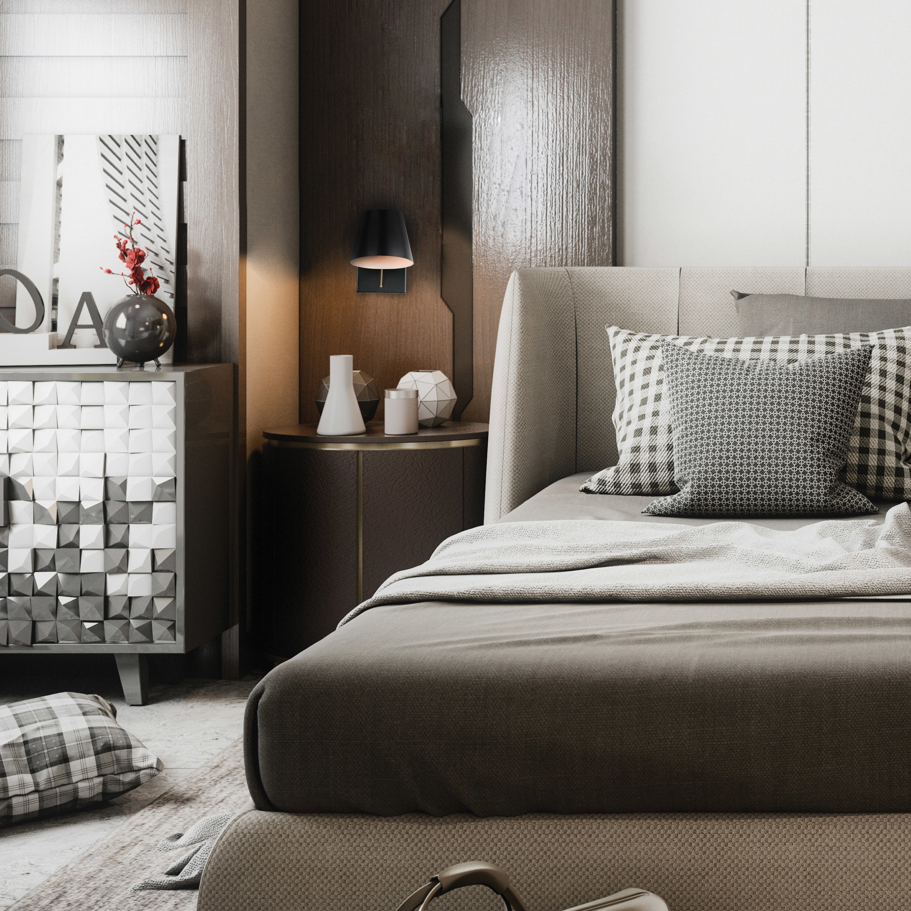 Baxter 1 Light 6 inch Black/Burnished Brass Bathroom Vanity Lights Wall Light