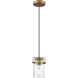 Antebellum 1 Light 5 inch Vintage Brass and Clear Mini Pendant Ceiling Light