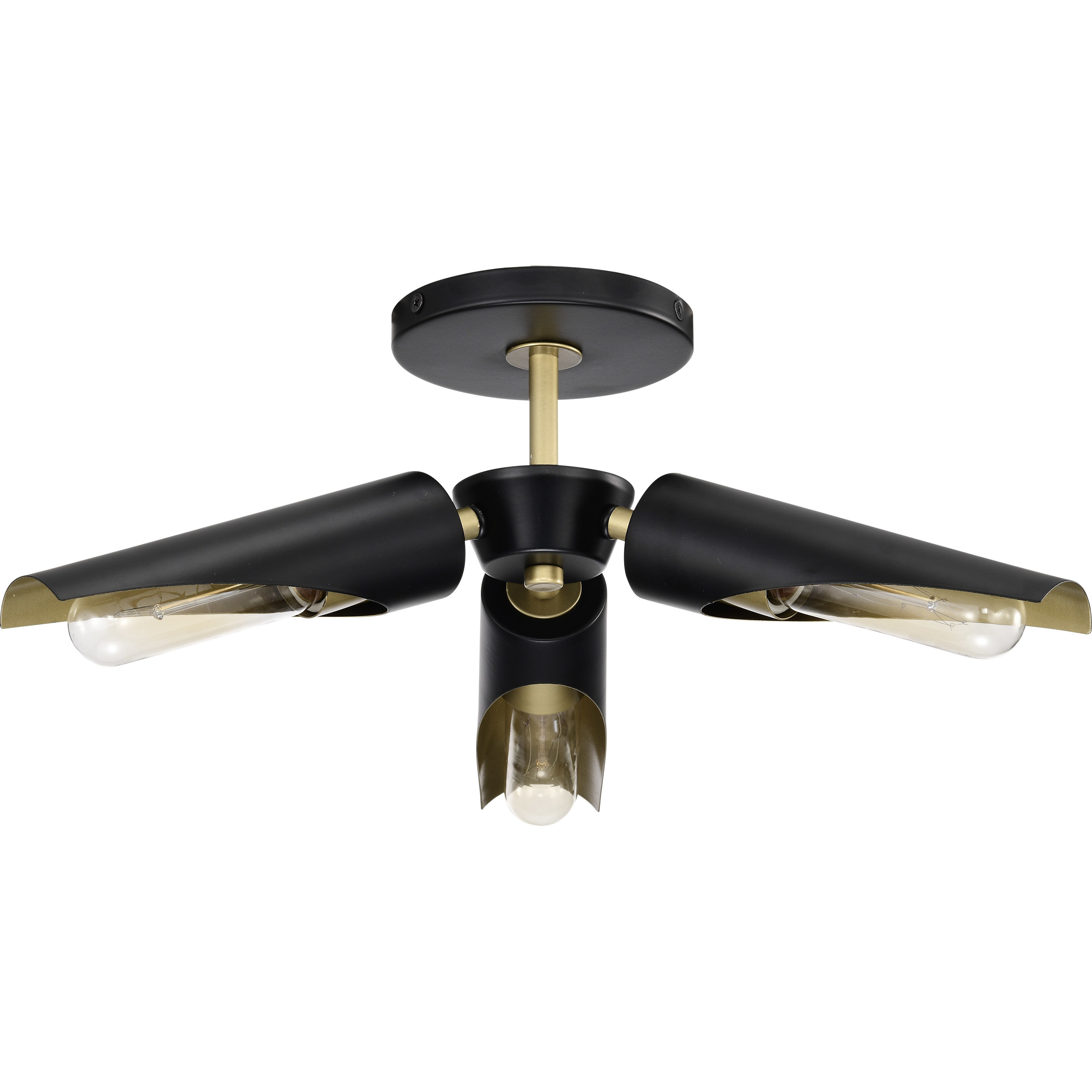 Marc 3 Light 16 inch Matte Black Semi Flush Mount Ceiling Light