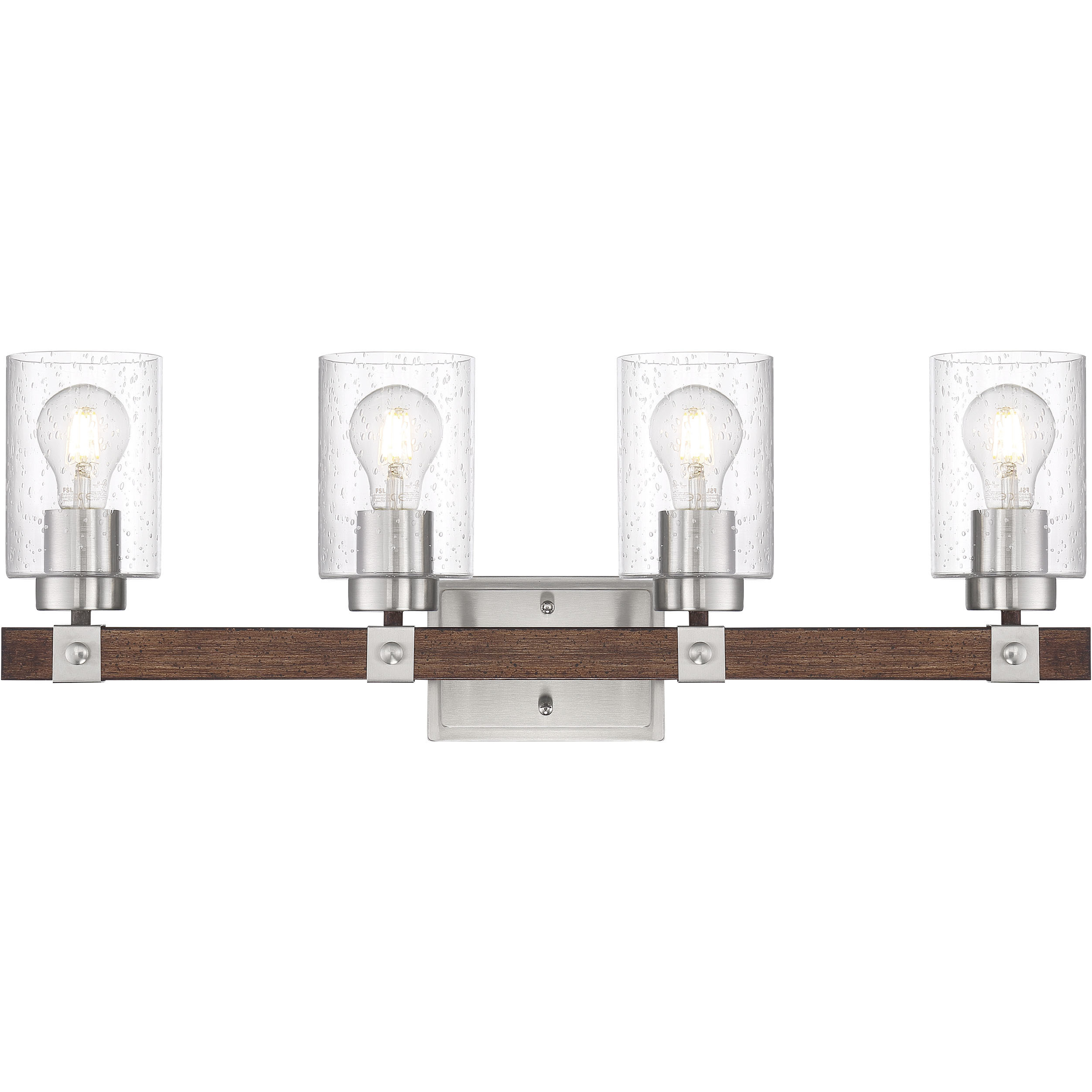 Arabel 4 Light 28.25 inch Brushed Nickel and Nutmeg Wood Vanity Light Wall Light