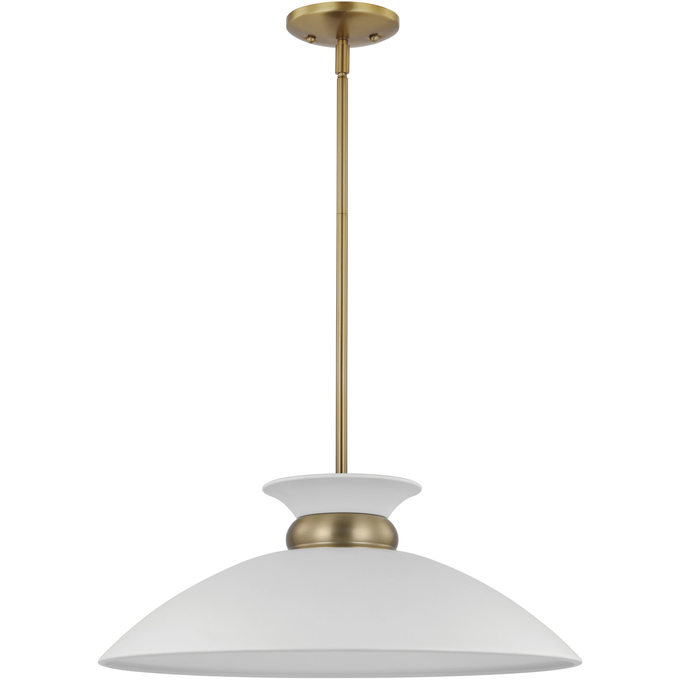 Perkins 1 Light 19.63 inch Matte White/Burnished Brass Pendant Ceiling Light
