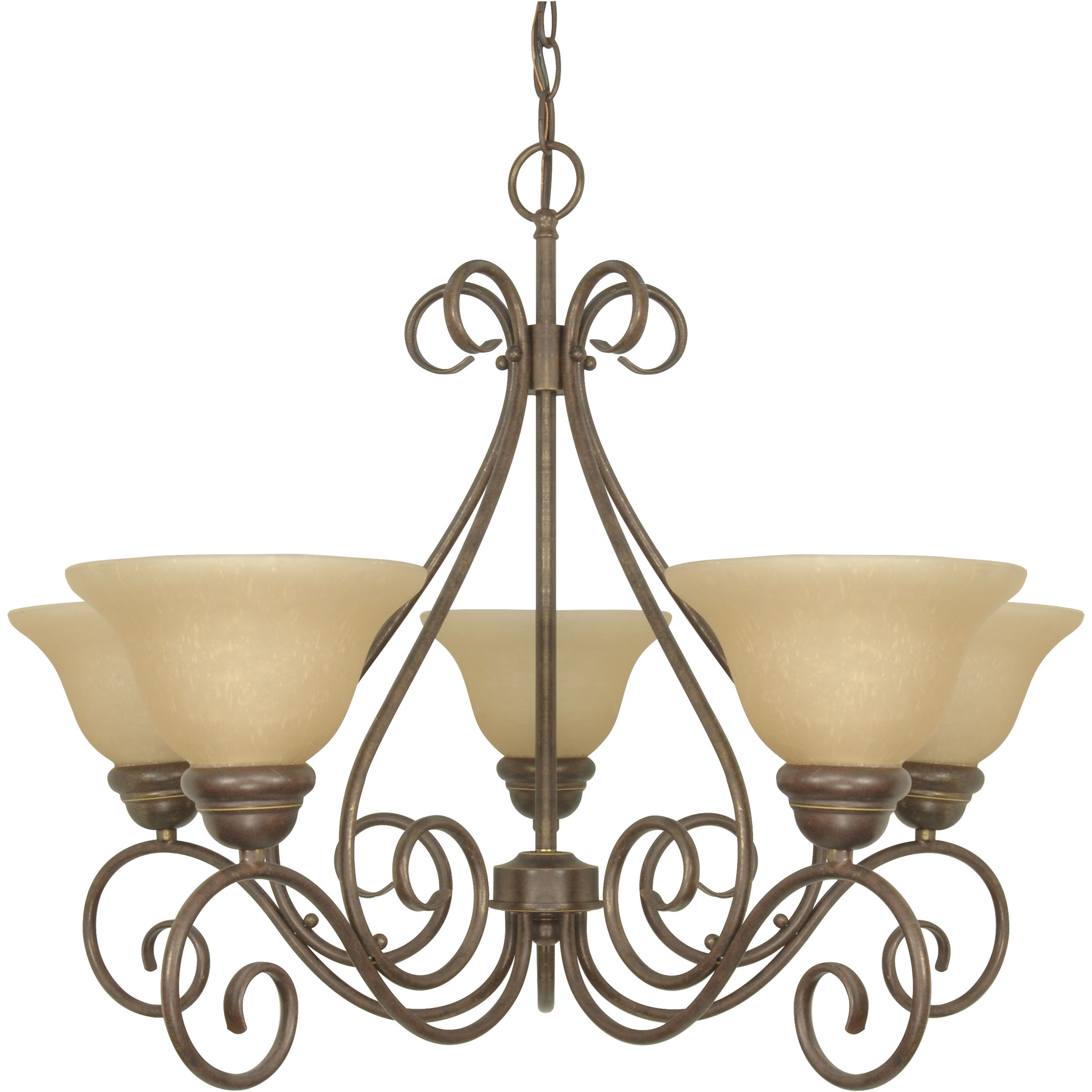 Nuvo 60 1023 Castillo 5 Light 28 inch Sonoma Bronze and Champagne Chandelier Ceiling Light