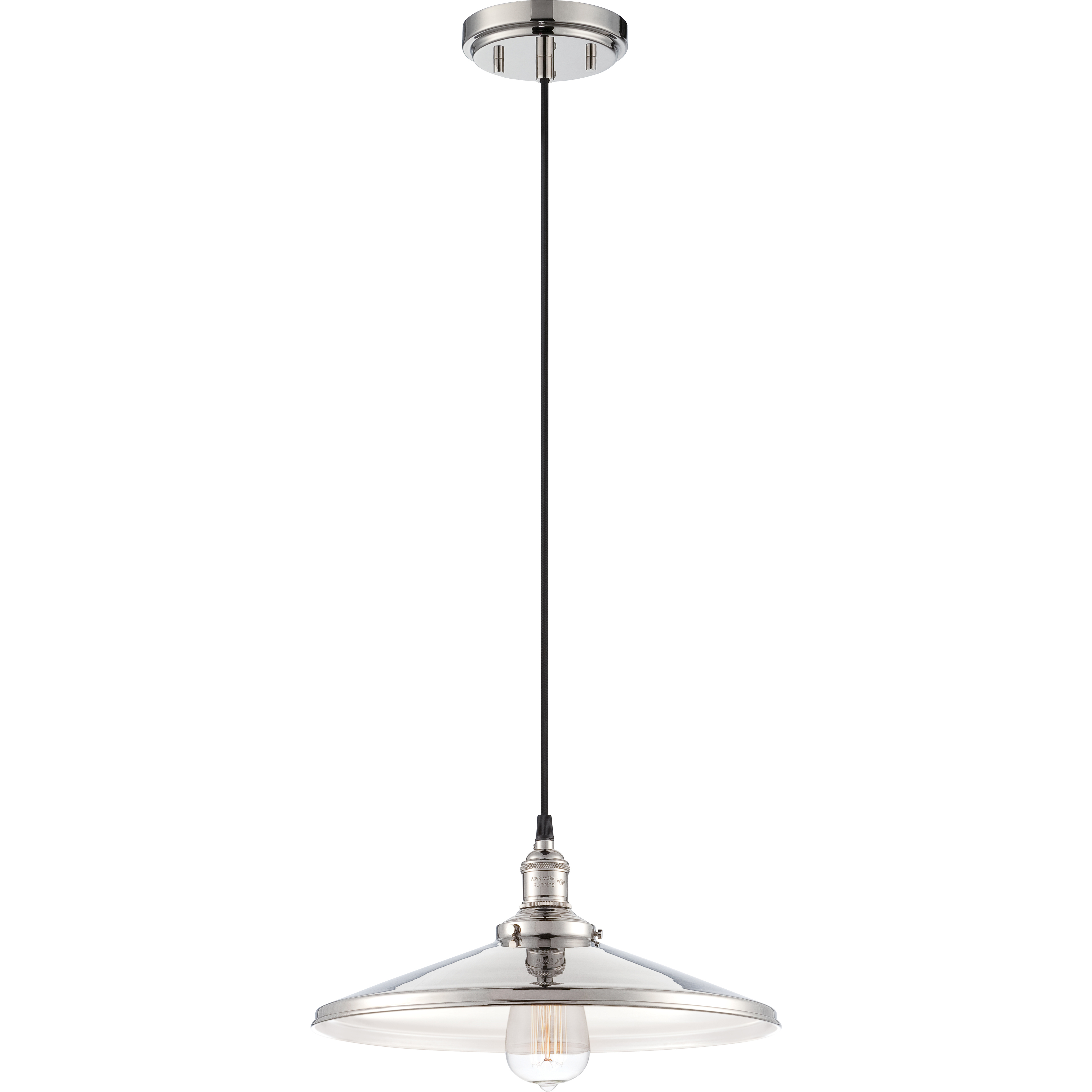 Vintage 1 Light 14 inch Polished Nickel Pendant Ceiling Light