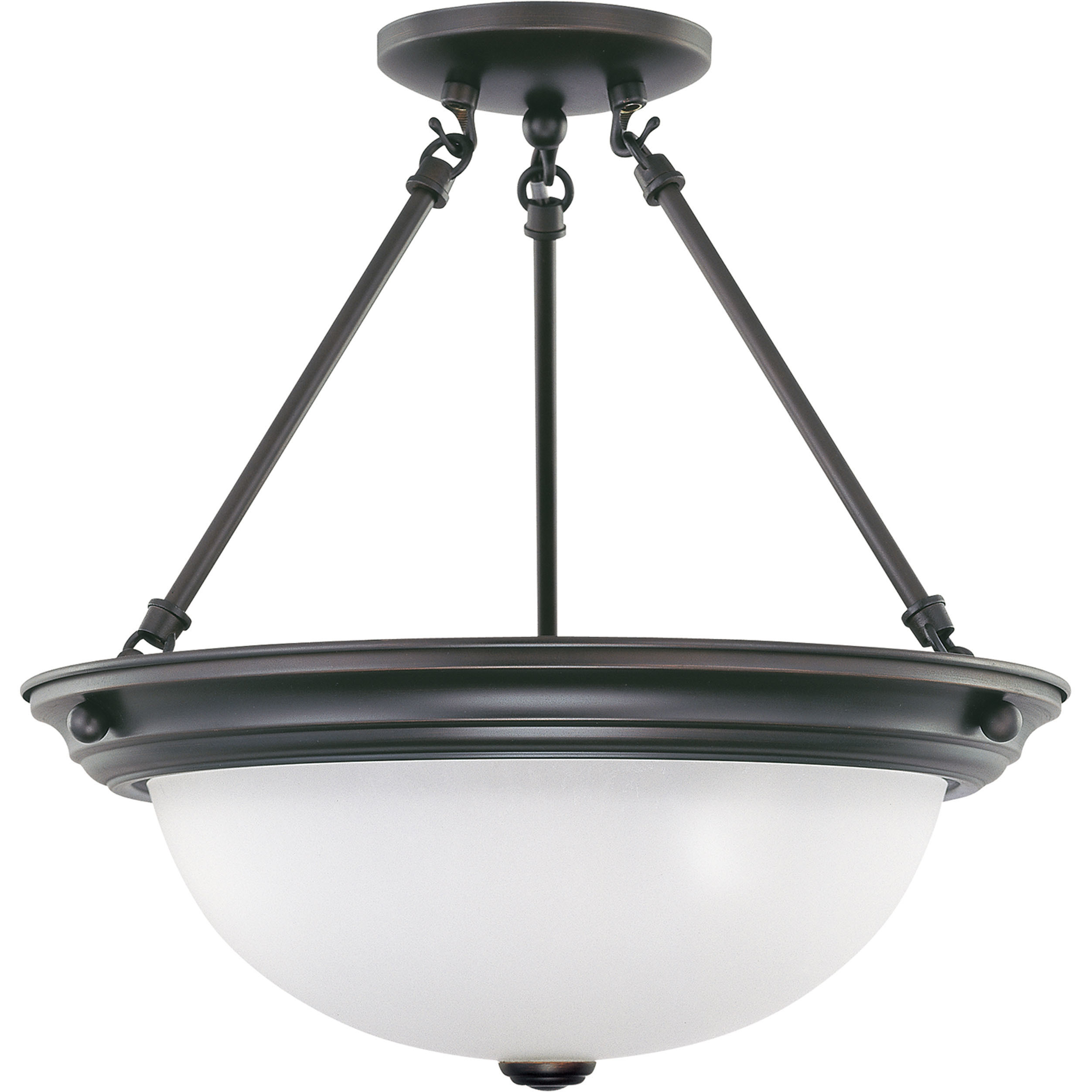Brentwood 3 Light 15 inch Mahogany Bronze Semi-Flush Ceiling Light