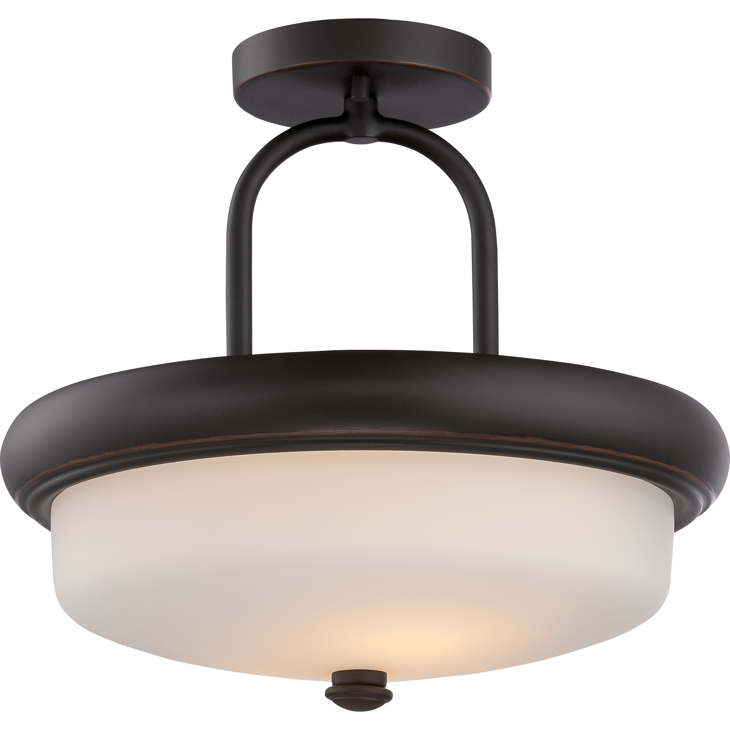 Dylan LED 13 inch Mahogany Bronze and Satin White Semi Flush Mount Ceiling Light