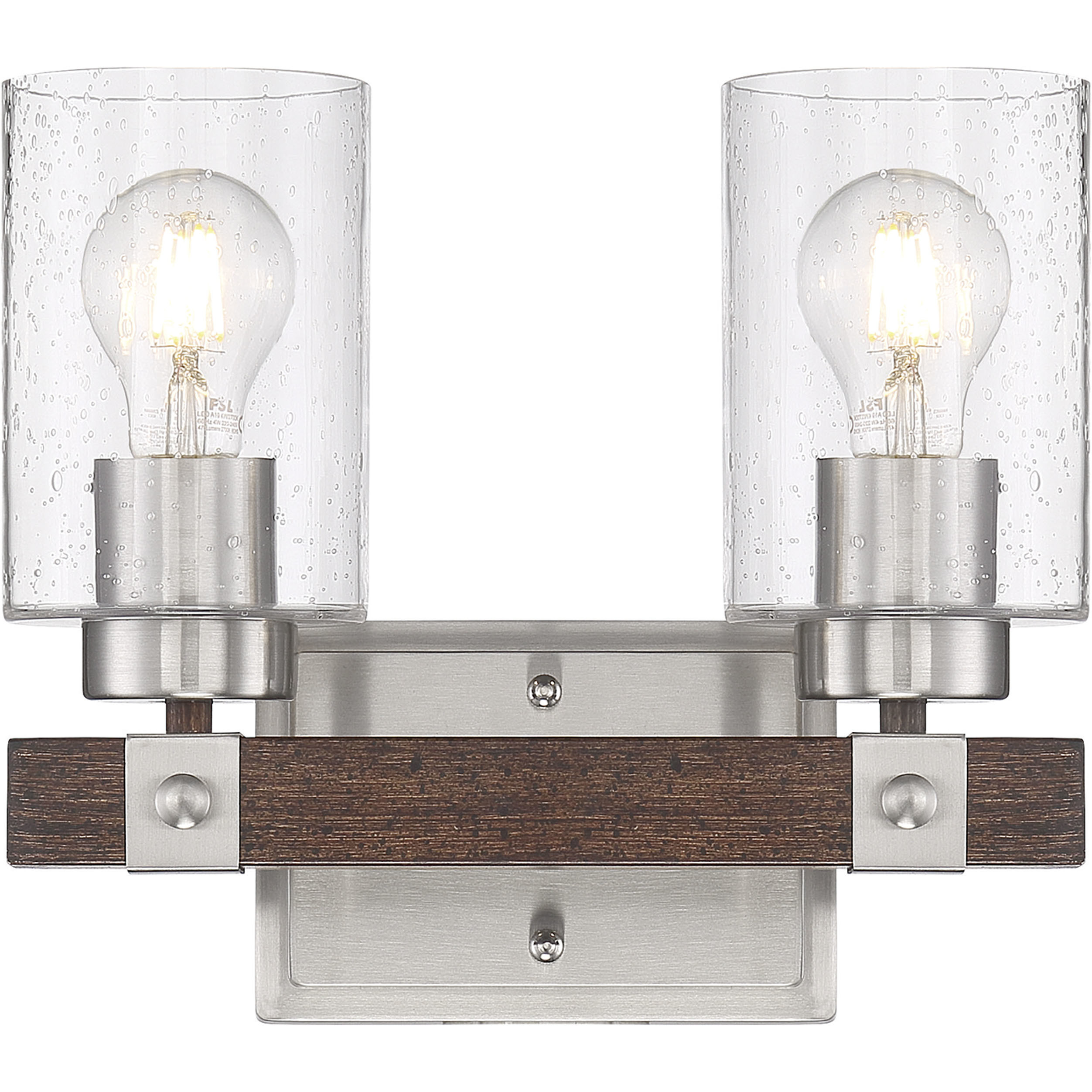 Arabel 2 Light 11.5 inch Brushed Nickel and Nutmeg Wood Vanity Light Wall Light