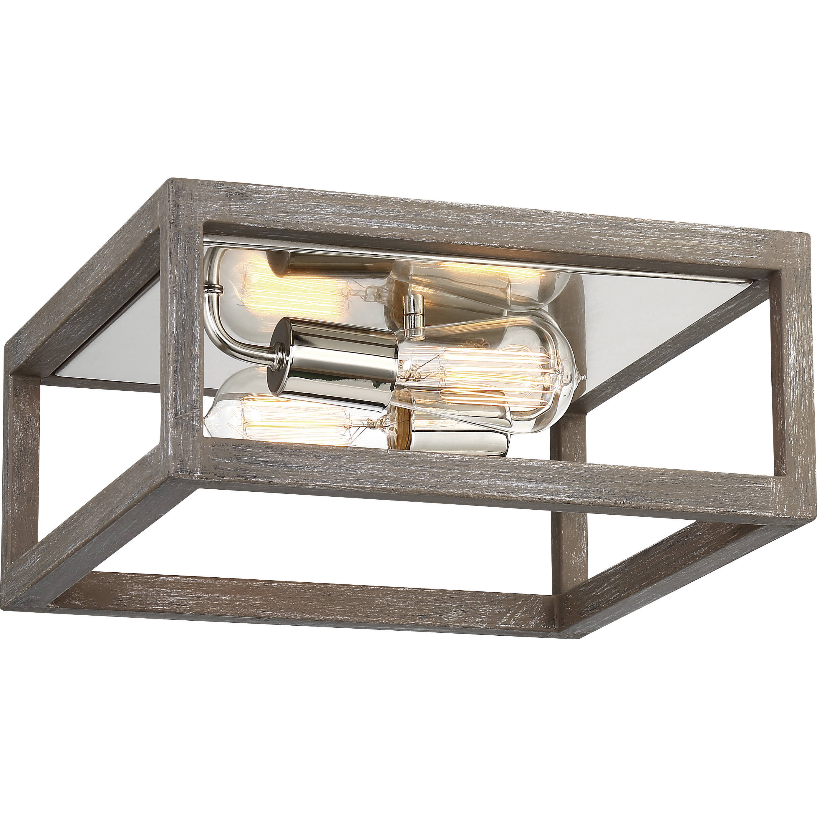Bliss 2 Light 12.5 inch Driftwood and Polished Nickel Accents Flush Mount Ceiling Light